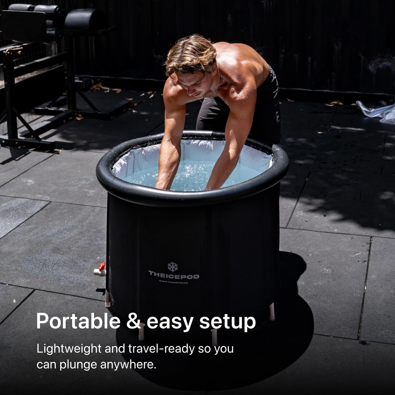 The Pod Company Ice Pod Pro Cold Plunge Tub, 110 Gallon (420L) Inflatable Ice Bath for Adults, Fits Up to 6'7", Insulated, Chiller Compatible, BPA-Free, UV-Resistant Nylon, Dual Drain Hoses - Image 4