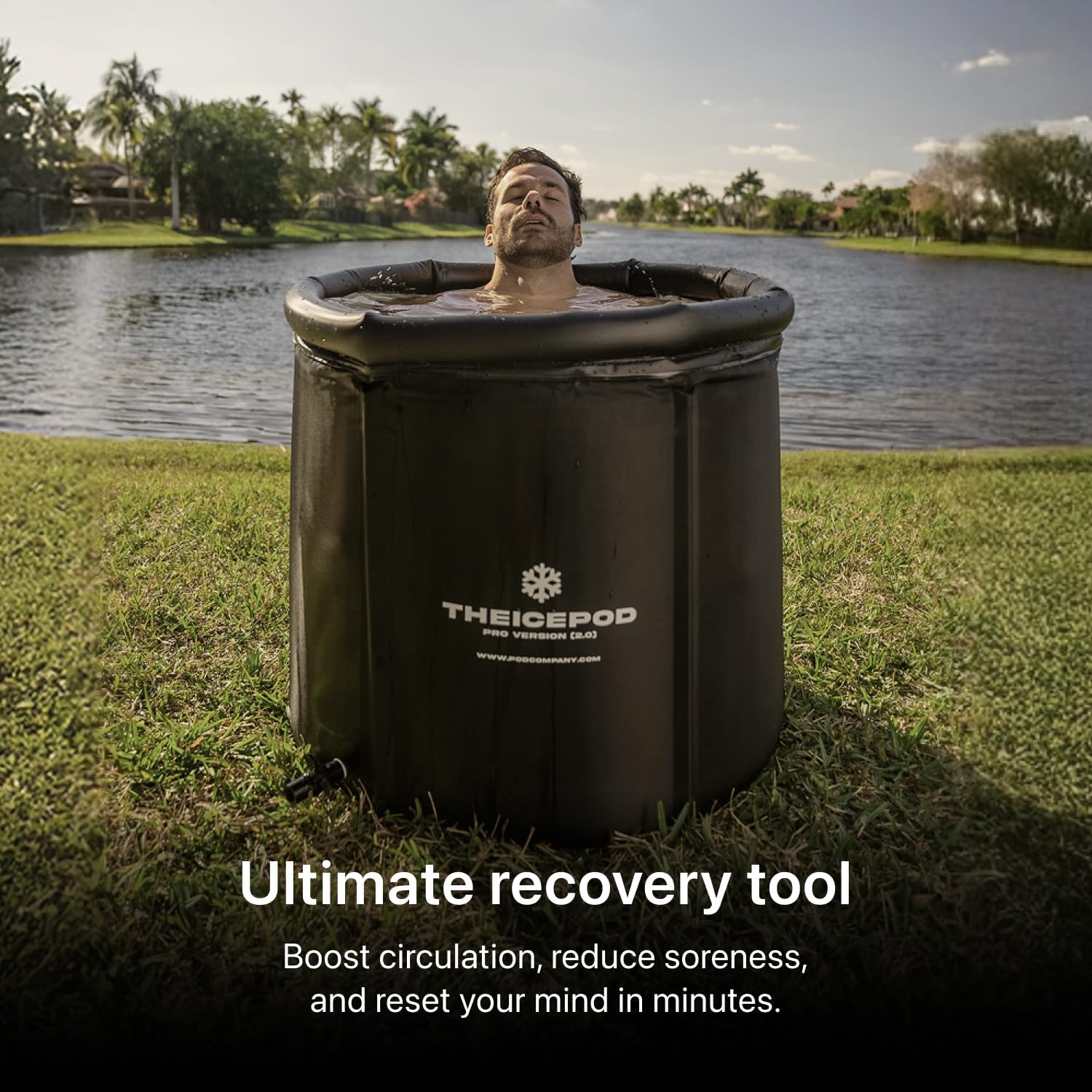 The Pod Company Ice Pod Pro Cold Plunge Tub, 110 Gallon (420L) Inflatable Ice Bath for Adults, Fits Up to 6'7", Insulated, Chiller Compatible, BPA-Free, UV-Resistant Nylon, Dual Drain Hoses - Image 5