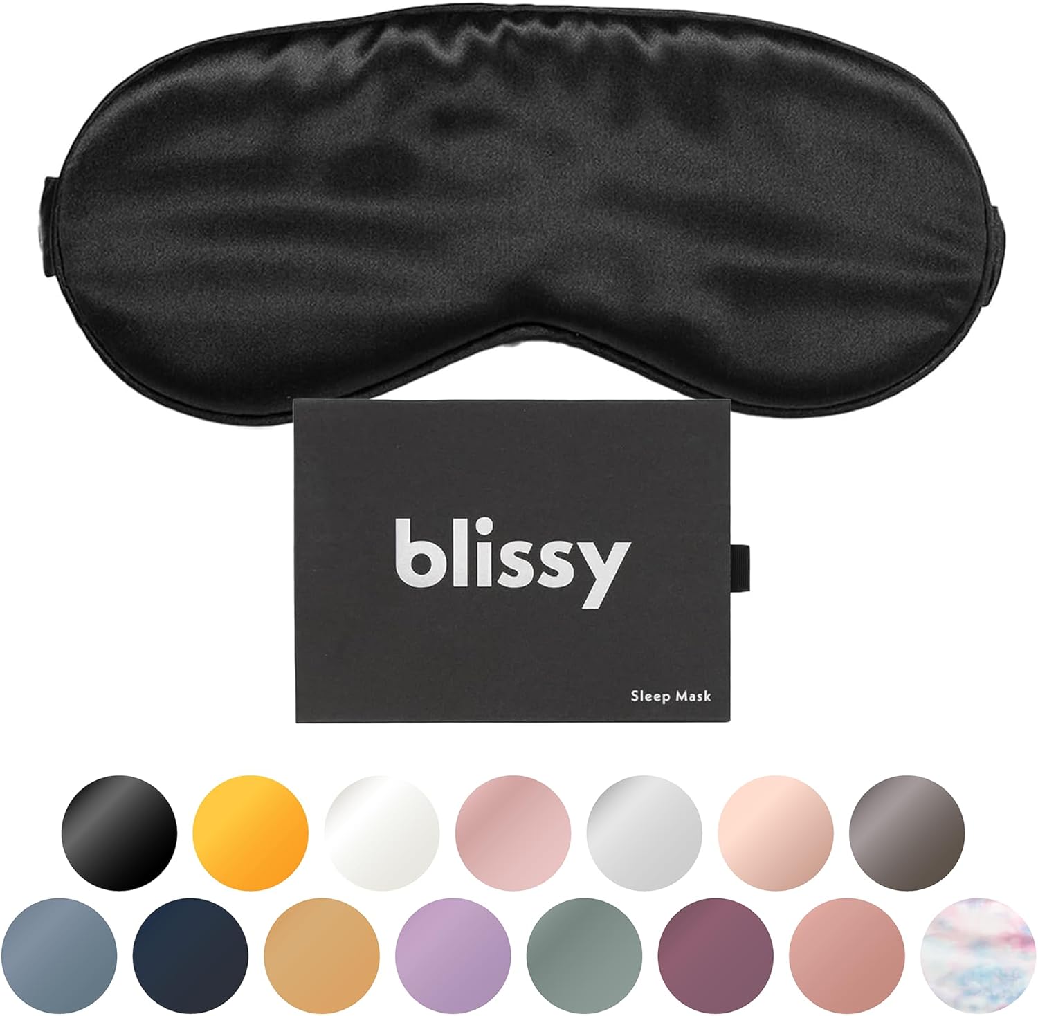 Blissy Silk Sleep Mask - Total Blackout for Women & Men - 100% Pure Mulberry Silk, 22 Momme 6a Fibers - Blindfold for Side Sleepers