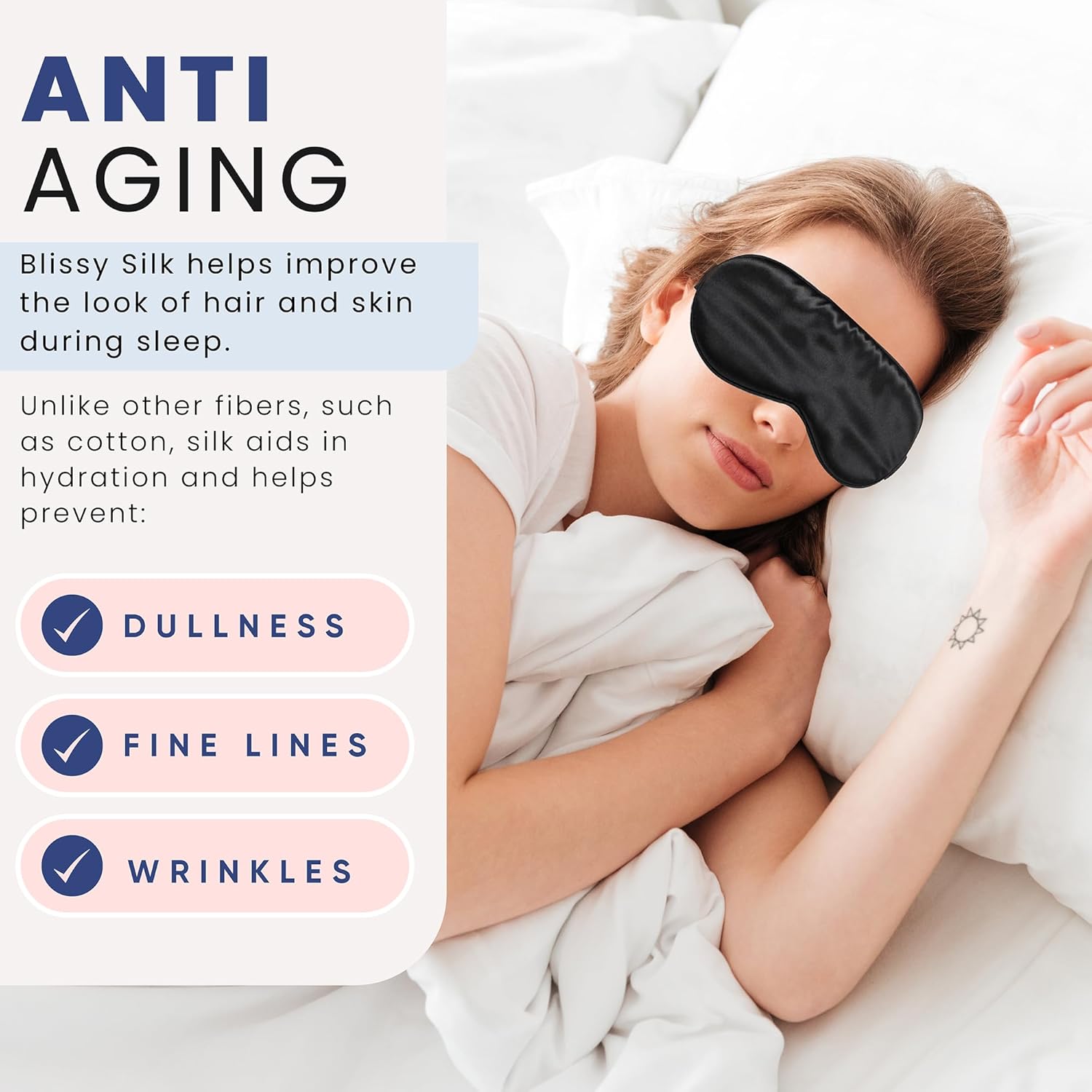 Blissy Silk Sleep Mask - Total Blackout for Women & Men - 100% Pure Mulberry Silk, 22 Momme 6a Fibers - Blindfold for Side Sleepers - Image 6