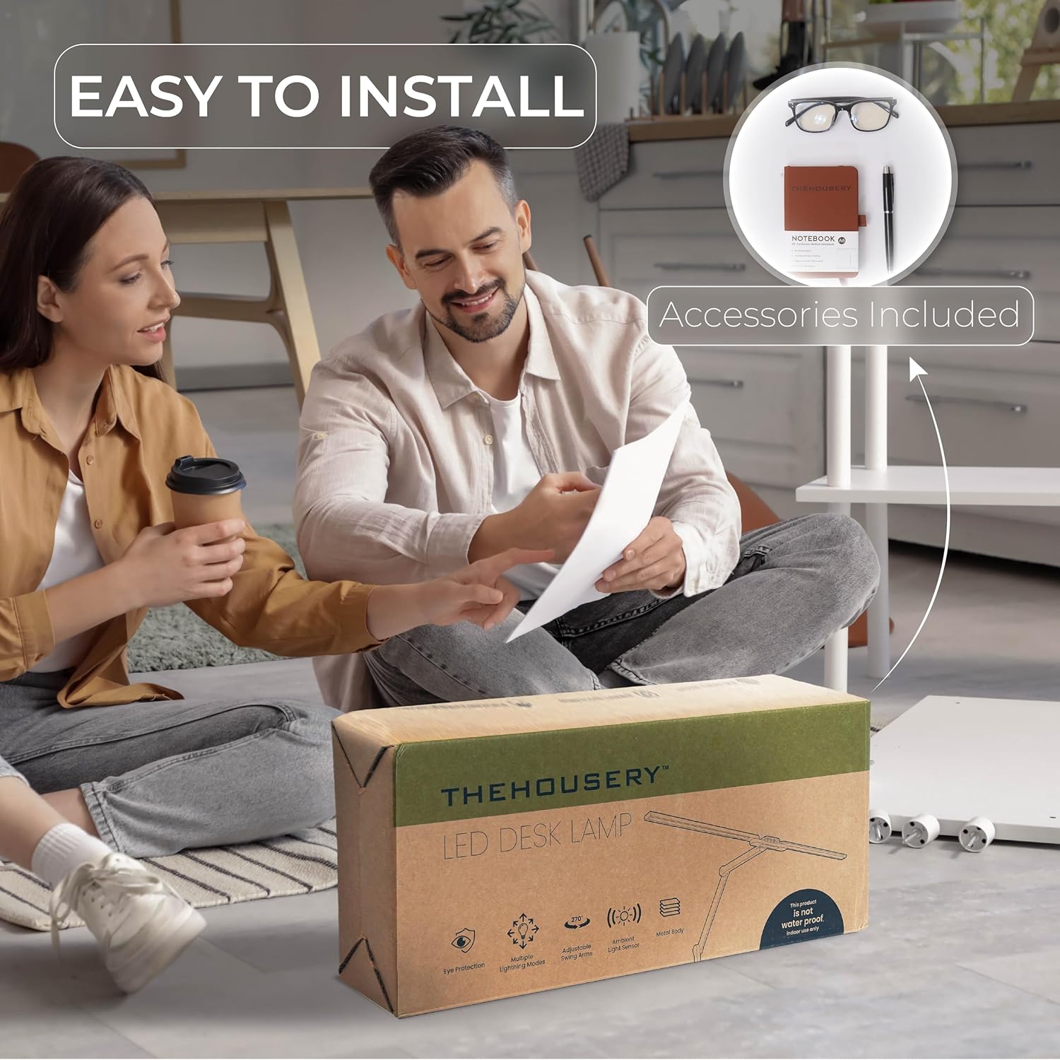 LED Desk Lamp, Anti Eyestrain with Blue Light Blocking Glasses Included, 3000K-6500K with Clamp, Architect Style Swing Arm, Wide Monitor Computer Light for Home Office Gift - Image 7