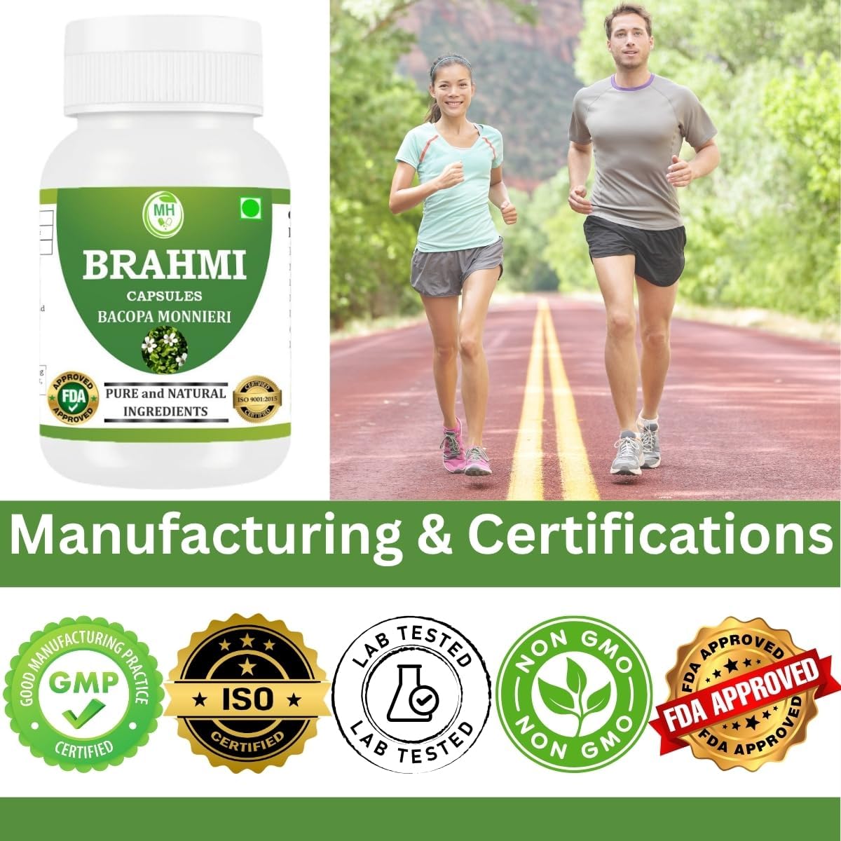 Brahmi Capsules | Bacopa Monnieri Extract | 500mg Each | Non-GMO, Vegan, Gluten-Free | Natural Herbal Supplement | 240 Vegetarian Capsules | Pack of 4 Bottle - Image 5