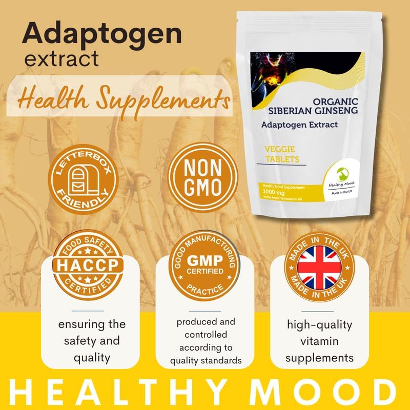 Siberian Ginseng Adaptogen Extract 1000mg Tablets – High Potency Stress Relief, Energy Boost & Immune Support Supplement - Image 5