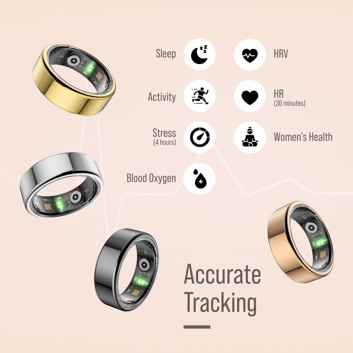 Hertz P1 Smart Ring for Women & Men - 24/7 Health Metrics, Tracks 20+ Biometrics, 6-Day Battery Life, Waterproof Stainless Steel, Free APP for iOS & Android - Image 5