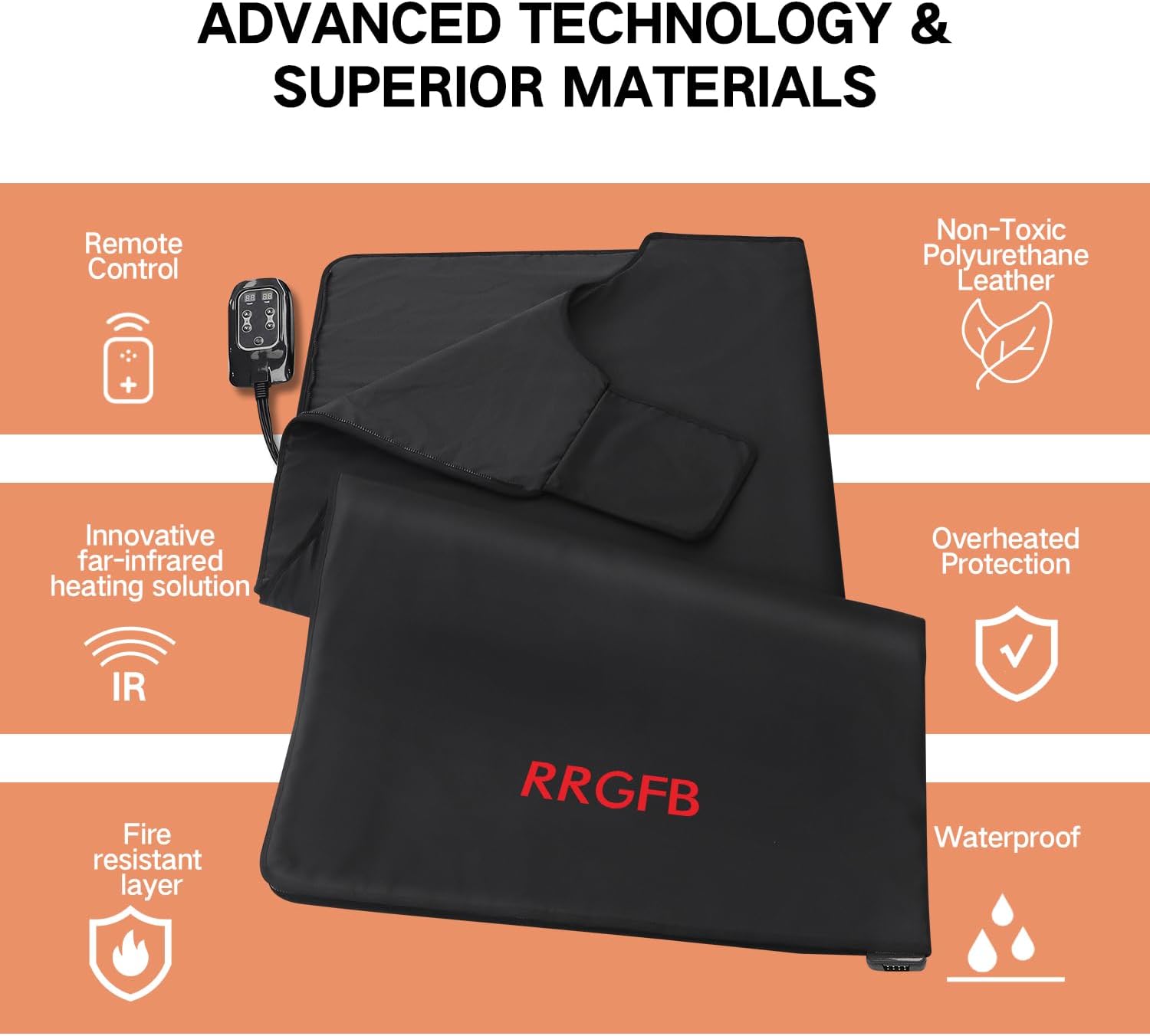 Infrared Sauna Blanket,Durable PU Leather Cover Detox & Relaxation Home Adjustable Timer,Size 180x0.8m - Image 5