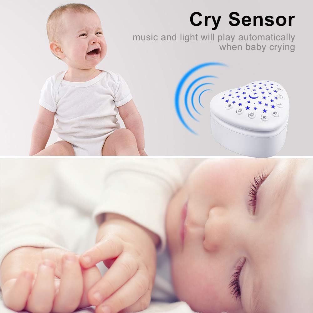BEREST A13 White Noise Machine & Baby Sleep Soother with 15 Soothing Sounds & Projector Star Night Light, Cry Sensor, Rechargeable Lithium Battery, Portable for Baby, Toddlers (Charger not Included) - Image 3