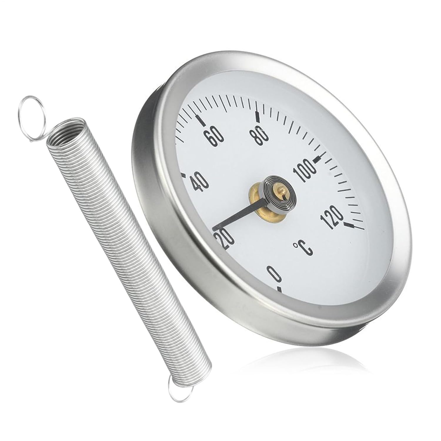 Pipe Clamp Temperature - 63mm Stainless, Spring Mounted Contact Thermograph Gauge, Fast Response Heat Reading, Temperature Monitoring Tool for Industrial Systems, 65g