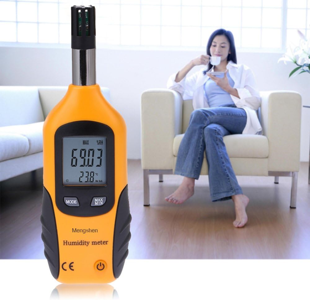 Mengshen Digital Psychrometer - Handheld Temperature and Humidity Meter Gauge with Dew Point and Wet Bulb Temperature - Battery Included, M86 - Image 2