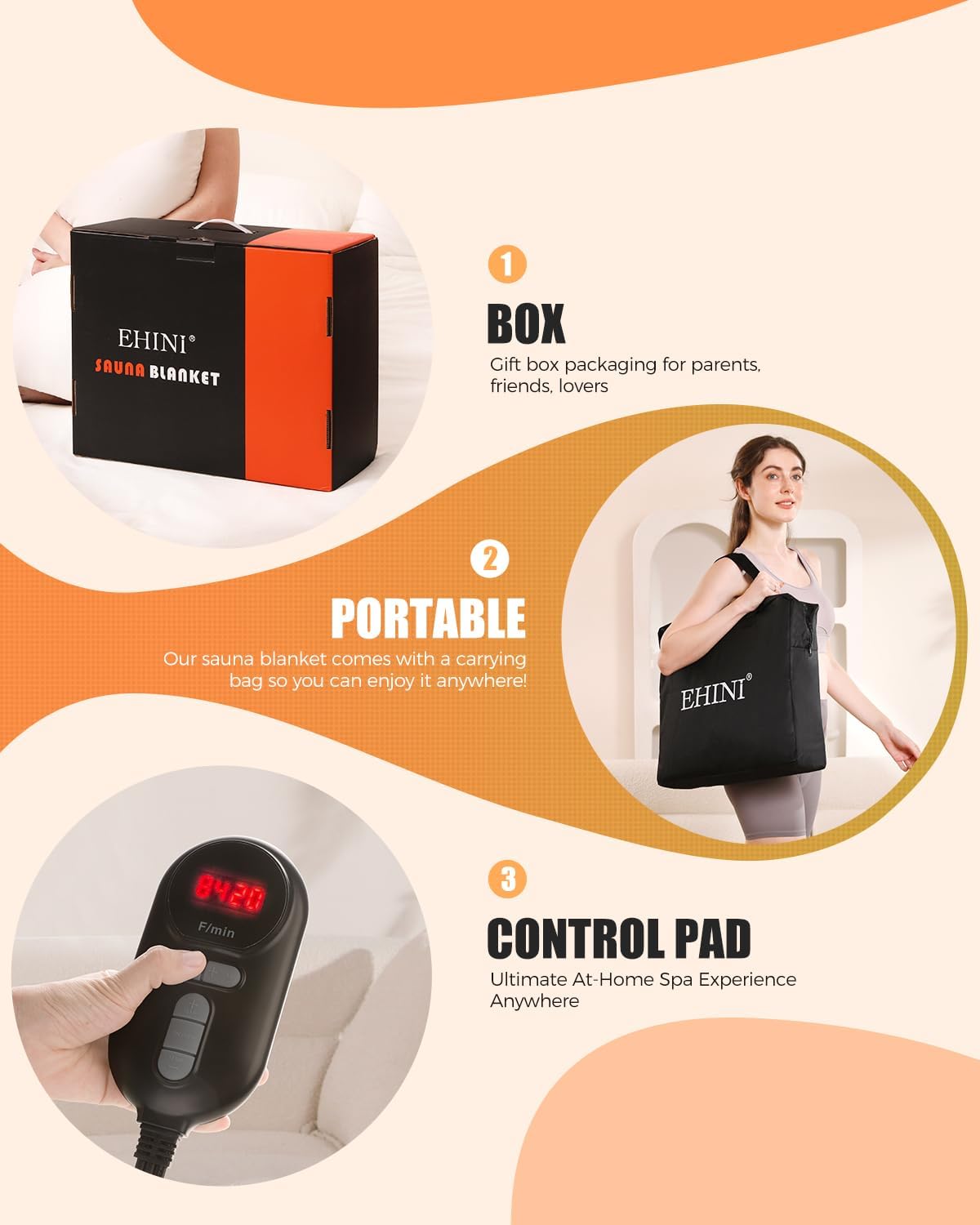 Far Infrared Sauna Blanket-Sauna Blanket for Home Use, Portable Design for Detoxification and Relaxation Highest 176℉, 20-60 Minutes Timer, 6 ft x 2.65 ft (Black) - Image 5