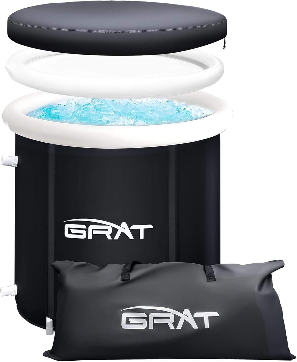 XL Inflatable Cold/Hot Plunge Tub with Cover, Portable Ice Bath Tub, Foldable Bathtub for Hot/Cold Home Shower Adults & Athletes Recovery & Therapy Outdoor Ice Barrel