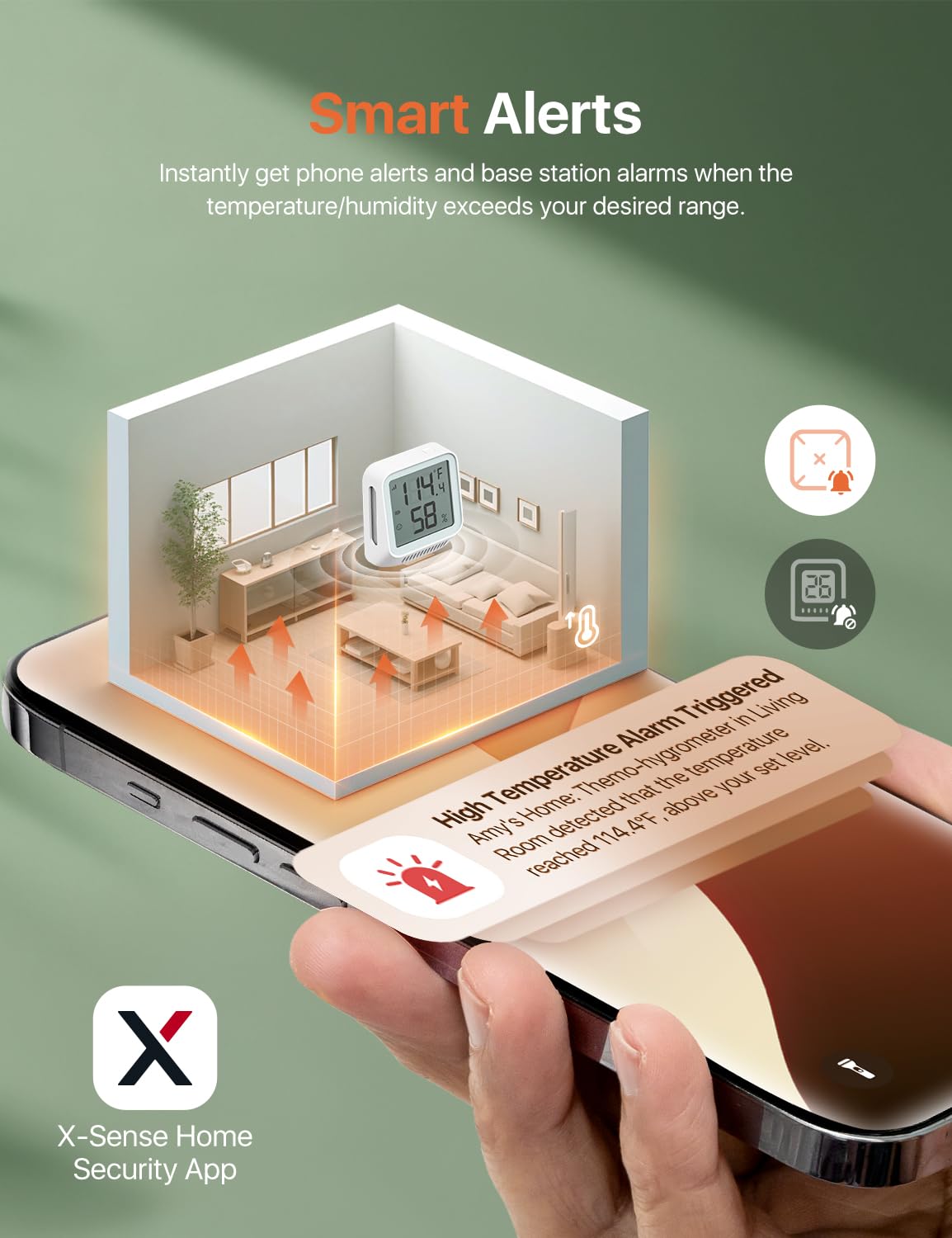 X-Sense WiFi Hygrometer Indoor Humidity with SBS50 Base Station, Smart Hygrometer Thermometer with App Notification, Temperature Sensor for Room Temperature Monitoring, 3 Sensors & 1 Base Station - Image 6