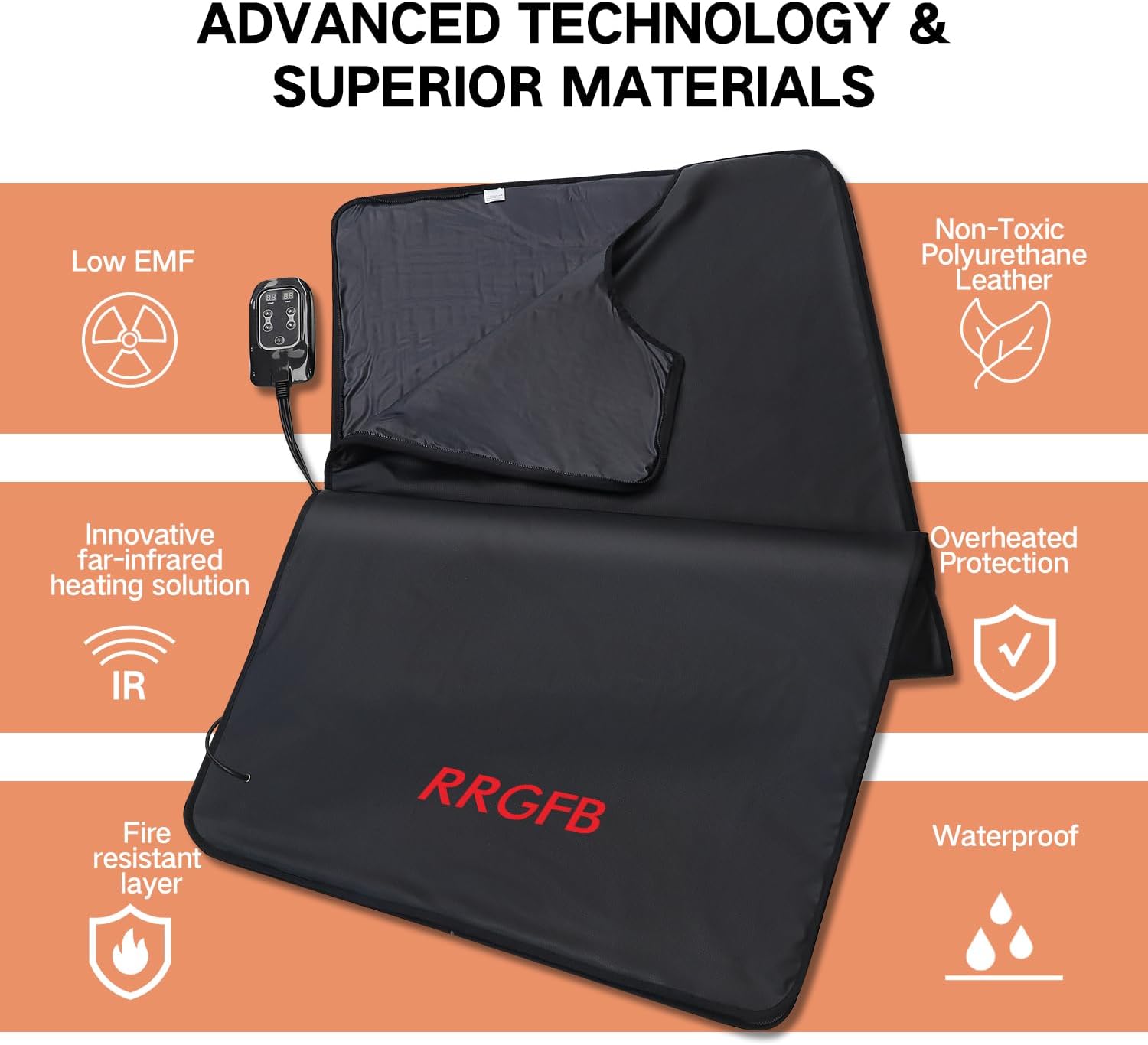 Infrared Sauna Blanket for Home, PU Leather Portable Dry Sauna Bag for Weight Loss and Detox, Low EMF Carbon Crystal Heating, 5.9ft×3ft - Image 7