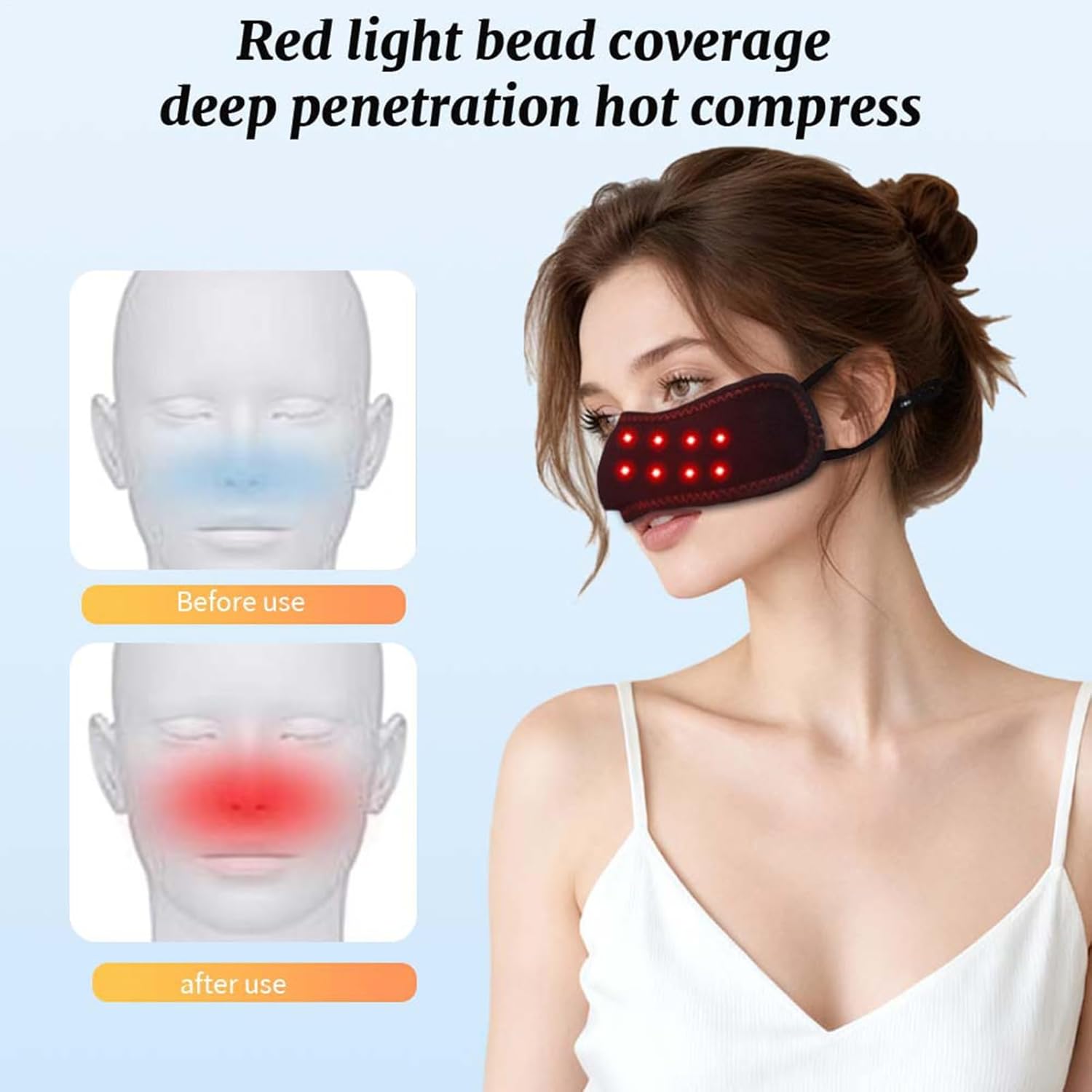 Heating Nose Pads - Rechargeable Portable Nasal Device, 3 Levels Adjustable Cordless Red Light Heat Warmer, Comfortable Comfort Congestion Breathing Aid, Face Office Home Use 9x2.8 Inches - Image 4