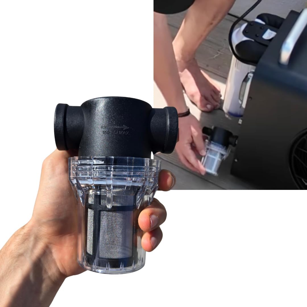Pre Filter Cold Plunge pre Filter. 80 Mesh. 3/4" Threaded Female connectors. Cold Plunge in-line pre-Filter. Protect Your Cold Plunge Chiller and Pump.
