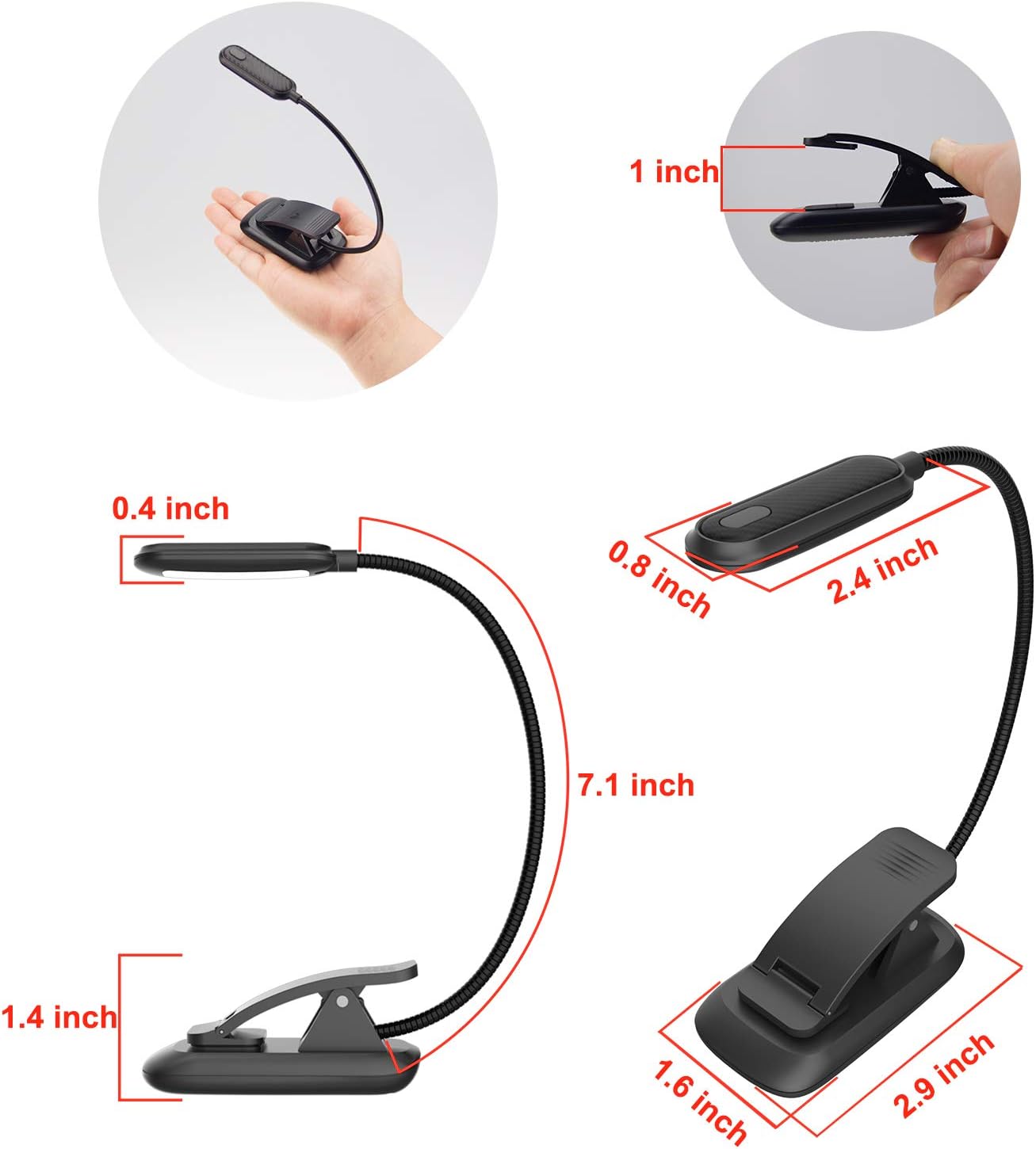 HONWELL Amber Book Light, Rechargeable Amber Reading Light for Books in Bed, Clip on Reading Light, Dimmable Book Light, Blue Light Blocking Reading Light, Warm Book Light for Kids Bookworms - Image 7