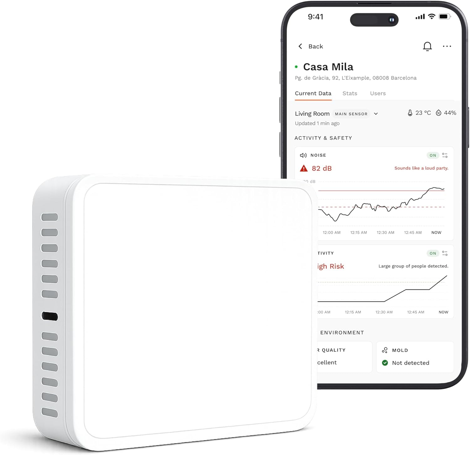 Noise Monitoring Device for Airbnb | Noise & Occupancy Sensor | Indoor Noise, Motion & Temperature Monitor | Privacy-Safe for Rentals, Offices & Homes