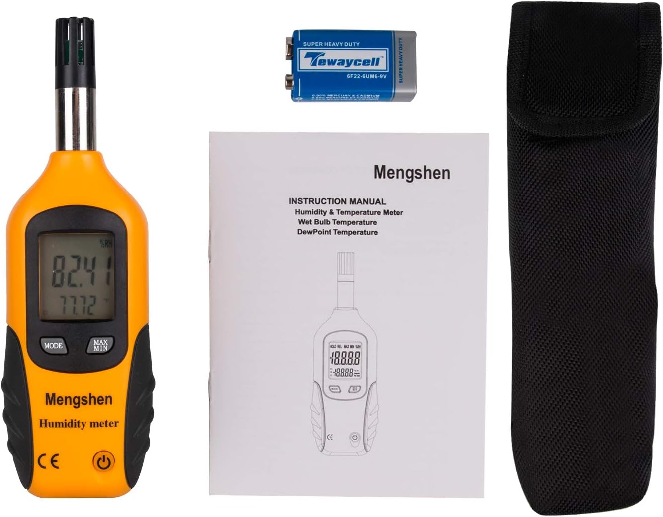 Mengshen Digital Psychrometer - Handheld Temperature and Humidity Meter Gauge with Dew Point and Wet Bulb Temperature - Battery Included, M86 - Image 6