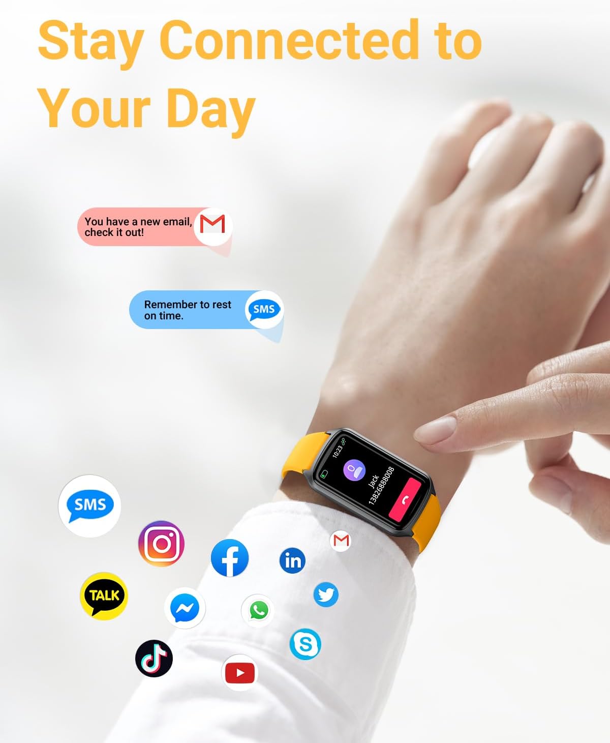 Health Fitness Tracker with 24/7 Heart Rate, Blood Oxygen, Blood Pressure, Sleep Tracker, Step Counter, 5ATM Waterproof Activity Trackers and Smart Watches for Women Men Kids (S & L Bands Included) - Image 6