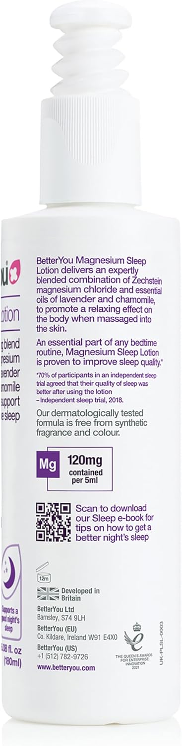 BetterYou Magnesium Sleep Lotion, Transdermal Magnesium Sleep Lotion Infused with Lavender & Chamomile to Support Sleep, Natural Sleep Aid, Better Sleep, Naturally, 180ml - Image 7