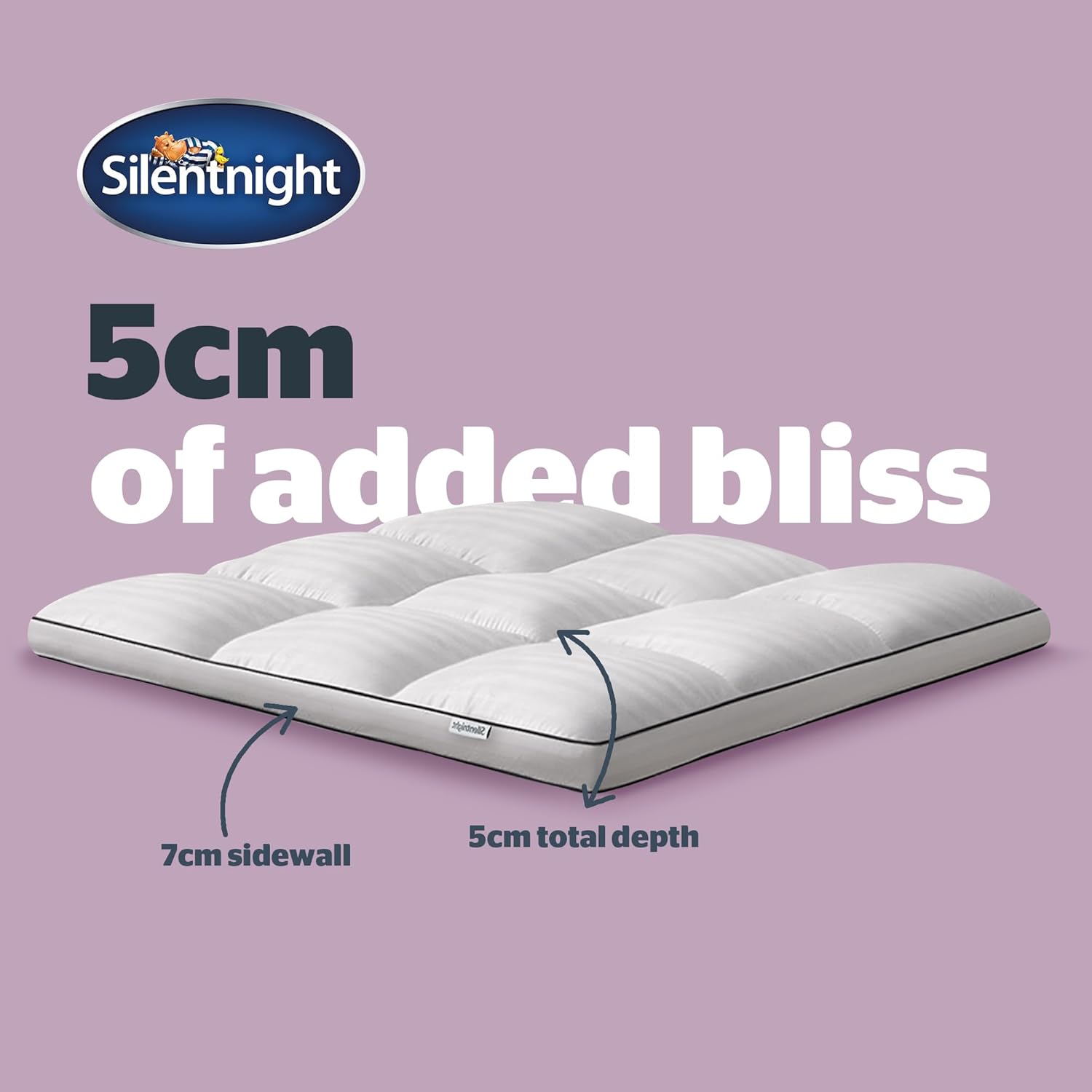 Silentnight Hotel Collection Mattress Topper Single Bed - Luxury Soft Silky Comfortable 5cm Thick Deep Mattress Protector Pad Cover with Deep Fit Elasticated Straps - Single - 190x90cm - Image 3
