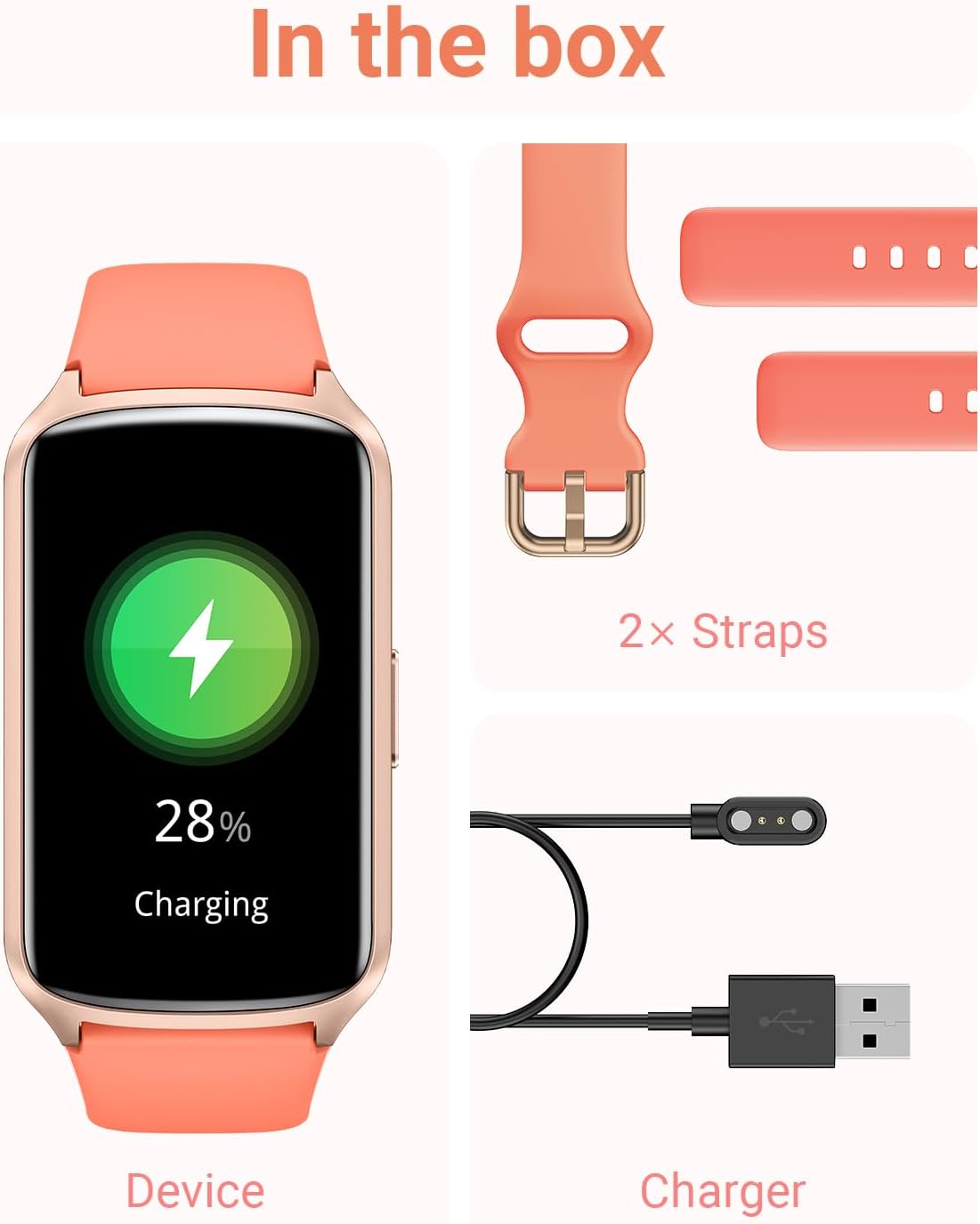 Health Fitness Tracker with 24/7 Heart Rate, Blood Oxygen, Blood Pressure, Sleep Tracker, Step Counter, 5ATM Waterproof Activity Trackers and Smart Watches for Women Men Kids (S & L Bands Included) - Image 7