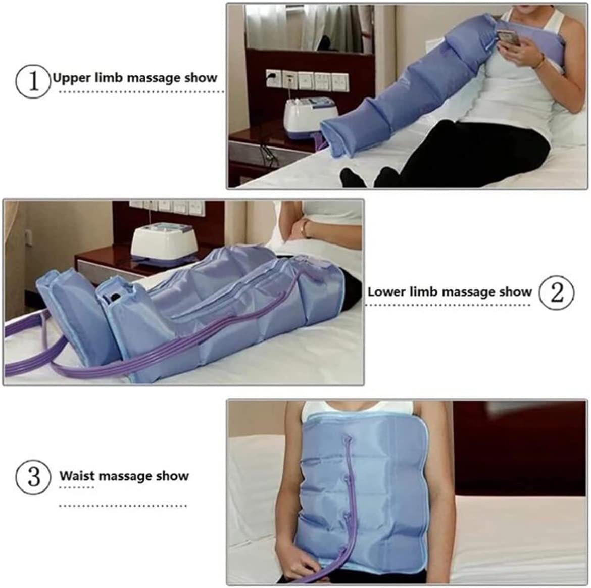 Air Compression Boots, Pneumatic Leg Massager Air Wave Device, Body Massager Waist Leg Arm Relax Instrument, for Lymphedema Circulation Swelling Relax Pain Relief,A - Image 6