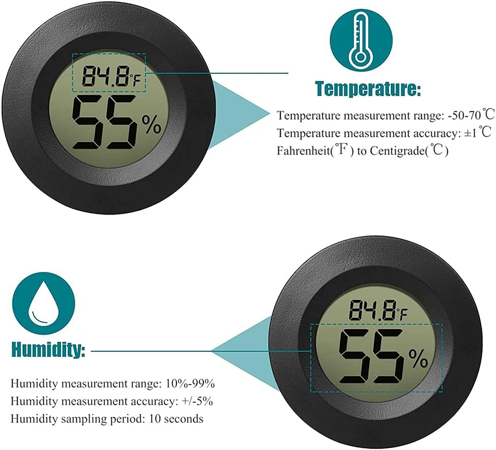 10 x Mini Thermometer Hygrometer/Small Digital Electronic Temperature Humidity Device with LCD Display for Humidors, Greenhouses, Gardens, Basements, Refrigerators, Jars - Image 2