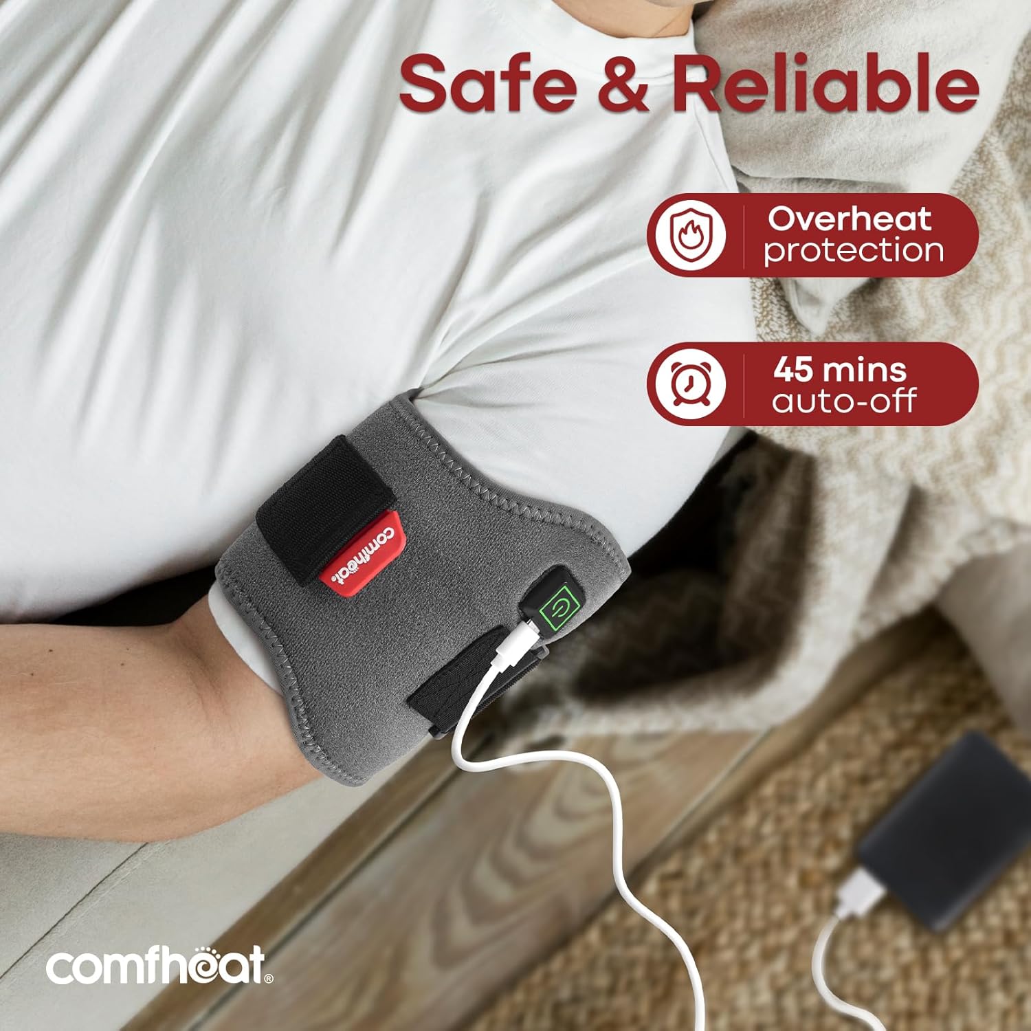 Heating Pad for Bicep Arm Pain Relief, USB Powered Heat Wrap for Joint Pain, Adjustable & Flexible Wrap Around for Ankle Arm Multiple Areas of The Body - Image 5