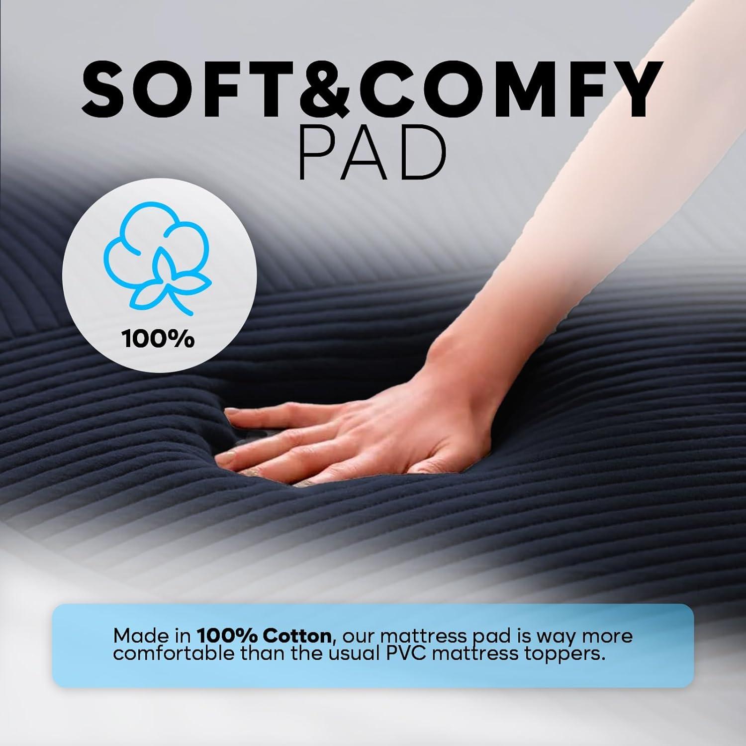 Adamson B10 Bed Cooling System - TWIN 75” L x 39” W - 100% Cotton Mattress Cooling Pad for Night Sweats - Water Bed Cooler - Ideal for Hot Sleepers - 5-Year Assurance - Navy Blue - Image 5