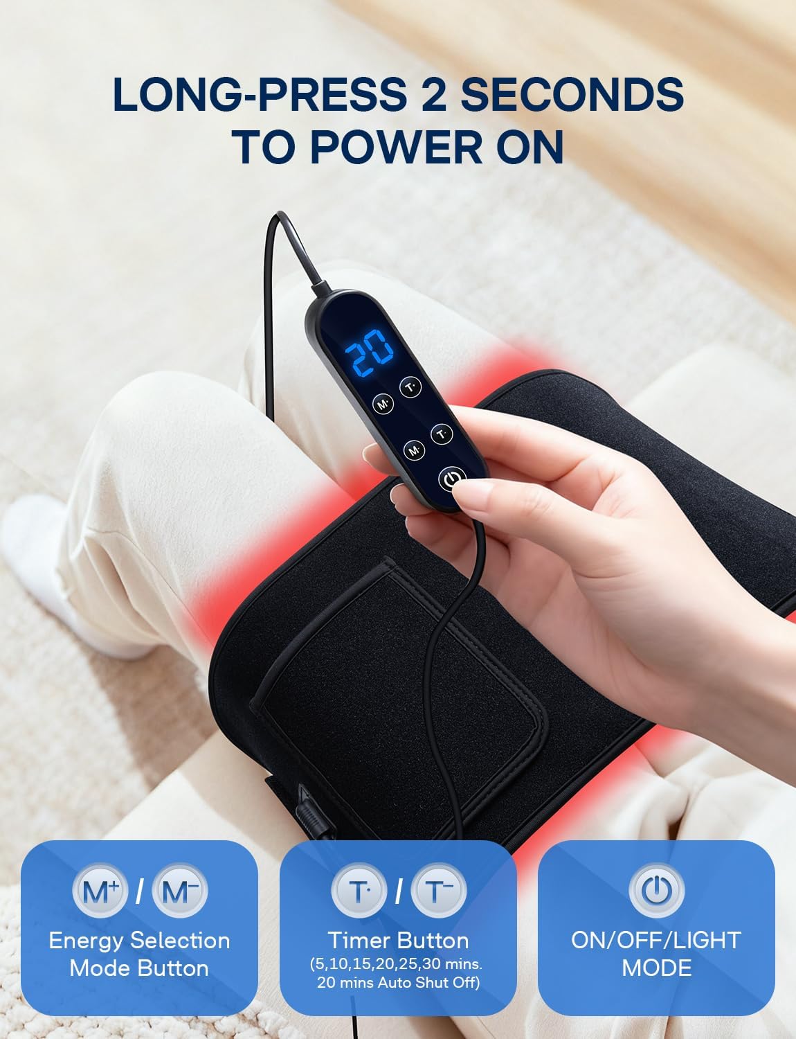 ALLJOY Red Light Therapy Belt, 120 Beads Red Light Therapy for Body with 660nm Red Light & 850nm Near Infrared Light for Back, Shoulder, Waist Muscle Pain Relief, Gift for Women Men - Image 4