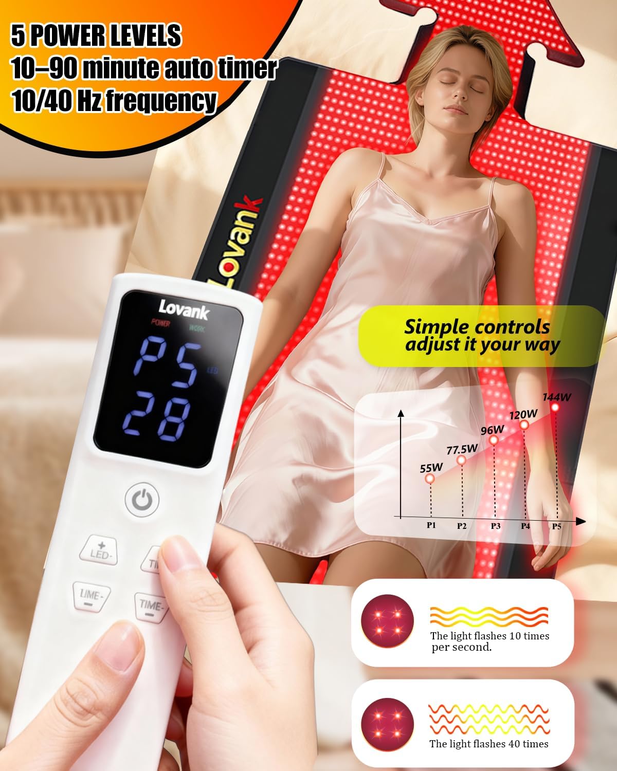 Red Light Therapy Mat for Full Body Pain Relief — 80"x33" Infrared Red Light Blanket with 1,510 (660nm & 850nm) LEDs | Ideal for Body | Recovery | Skin Health - Image 6