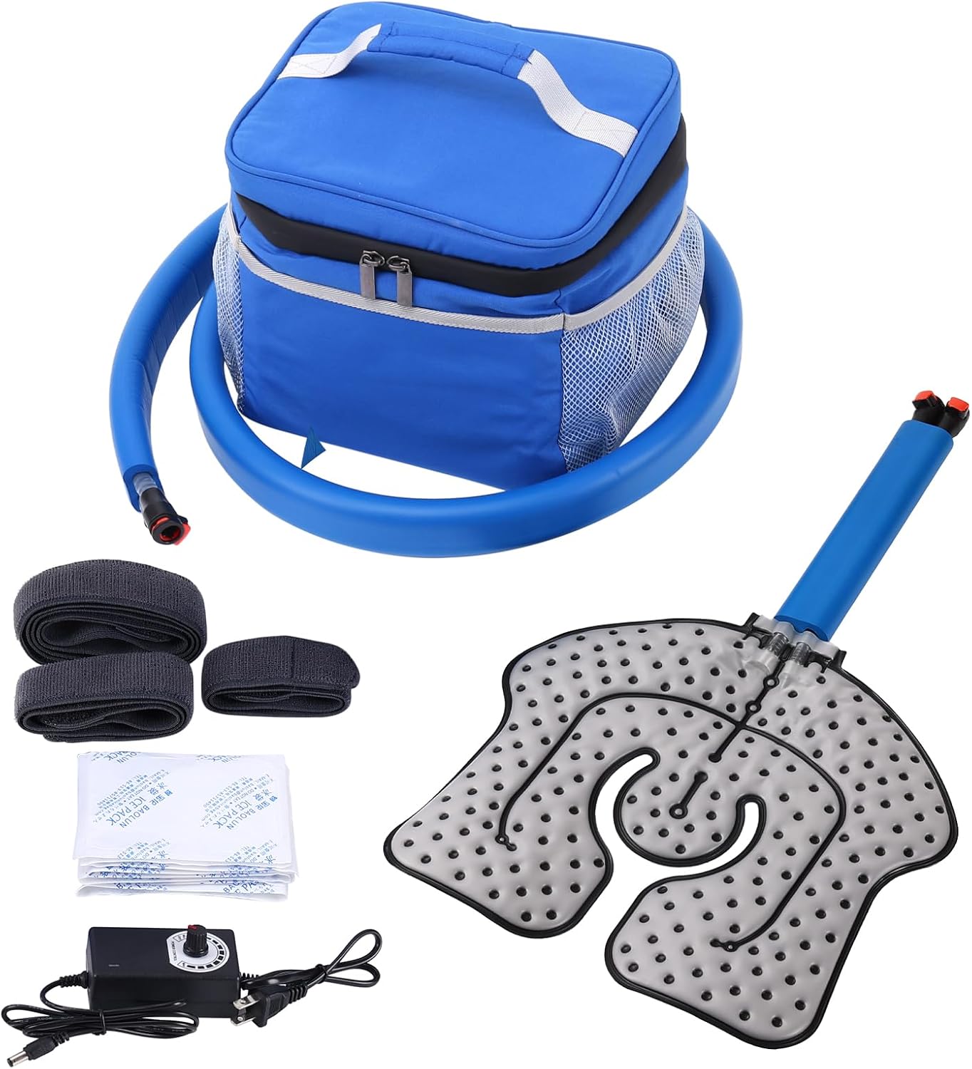 Portable Ice Therapy Machine for Post-Operative Recovery, Sports Injuries, Knee Pain, Sprains, Swelling, Knee Replacement Recovery System with Silent Pump, Speed Control Cold Therapy Device (L)