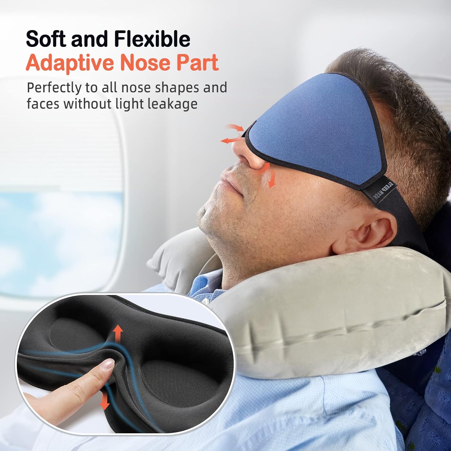 LitBear Sleep Masks, Light Blocking Eye Mask Sleeping for Women Men Side Sleeper, Soft 3D Comfortable Sleeping Mask with Adjustable Elastic Strap for Travel - Image 3