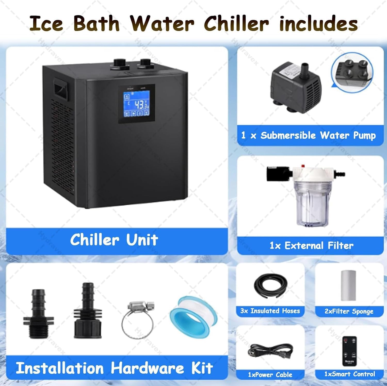 Ice Bath Water Chiller with Remote Control, External Filter, LED Display, Dual Water Pump for Cold Plunge Tubs, Home Recovery Therapy - Image 2
