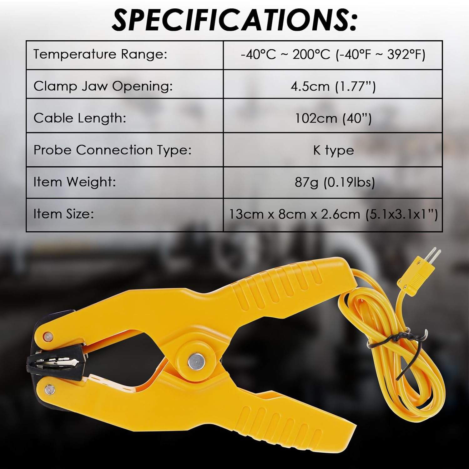 Temperature Clamp K-Type Thermocouple Thermometer Lead Probe Pipe Clamp Multimeter Sensor Jaw Clip Plumbing - Image 6