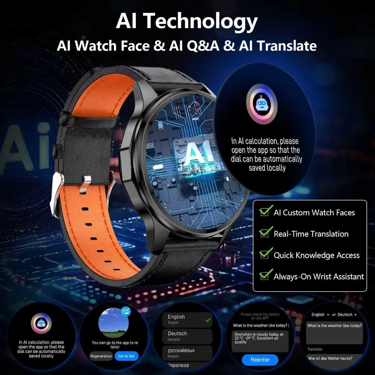 PUBU Smart Watch for Men, Built-in GPS with Map(Answer/Make Call/Text), AI Smartwatch for Android Phones/iPhone, 100+ Sport Mode Fitness Tracker with Health/Sleep Monitor, Compass/Barometer(2 Bands) - Image 3