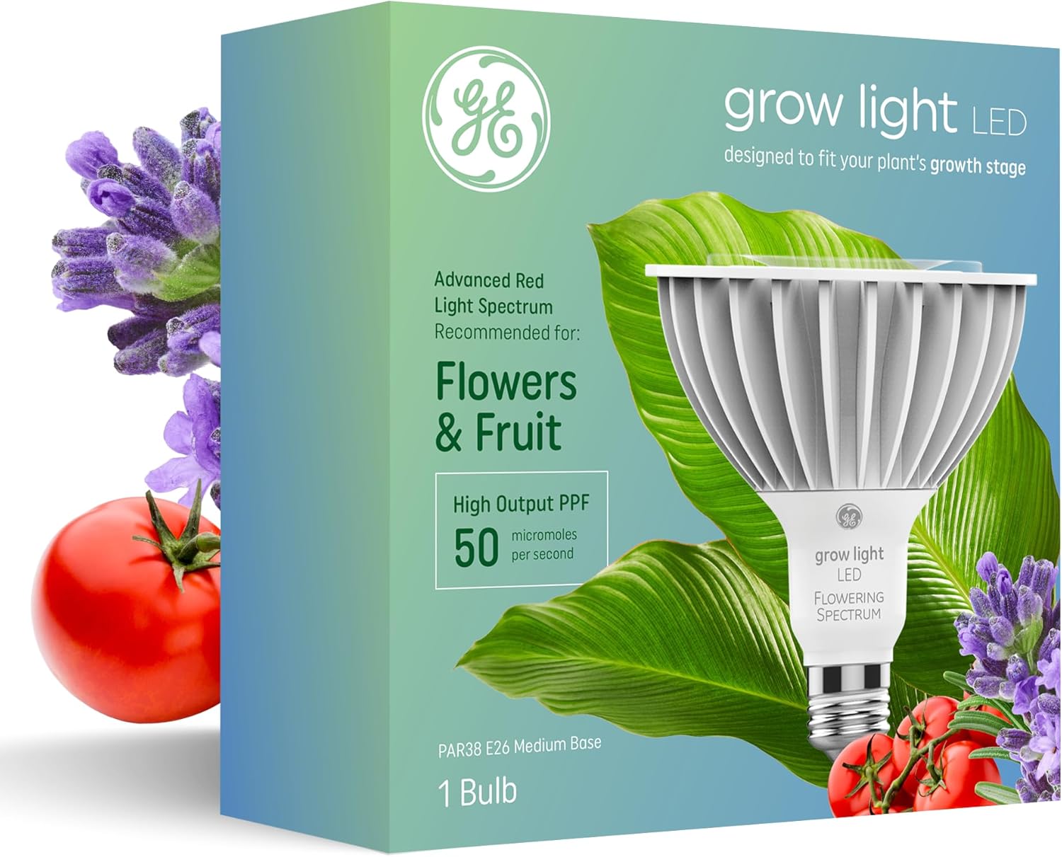 GE Lighting 93101233 30-Watt Horticultural LED Grow Light PAR38 Plant Bulb Red Reproductive Spectrum