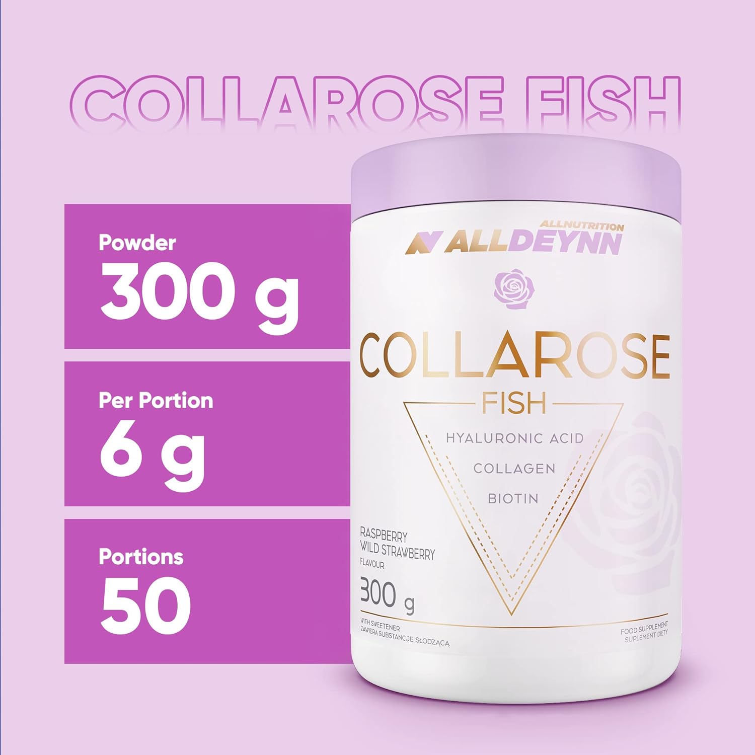 ALLDEYNN Collarose Fish Collagen Powder - Fish Collagen Hydrolysate with Hyaluronic Acid, Biotin - Anti Aging Skin Treatment - Hair Supplements - 300g - Mango-Passion Fruit - Image 4
