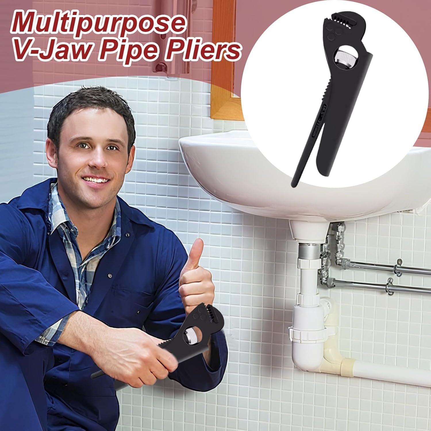 Water Pump Pliers | Hose Recovery Wrench | V-Bek Water Pliers for Industry, Plumber, Electrician and Household Use - Image 9