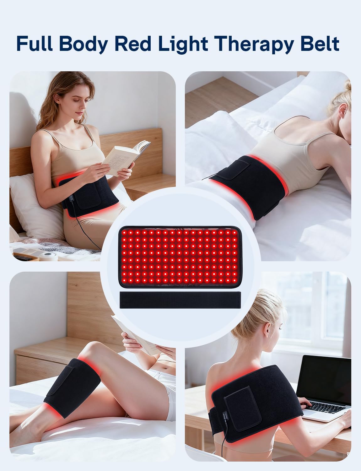 ALLJOY Red Light Therapy Belt, 120 Beads Red Light Therapy for Body with 660nm Red Light & 850nm Near Infrared Light for Back, Shoulder, Waist Muscle Pain Relief, Gift for Women Men - Image 8