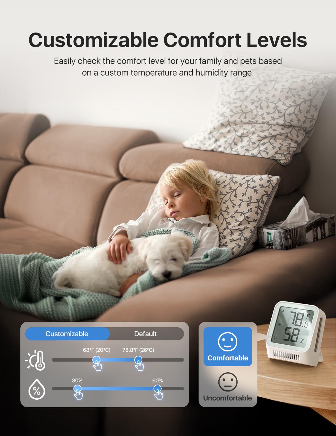 X-Sense WiFi Hygrometer Indoor Humidity with SBS50 Base Station, Smart Hygrometer Thermometer with App Notification, Temperature Sensor for Room Temperature Monitoring, 3 Sensors & 1 Base Station - Image 4