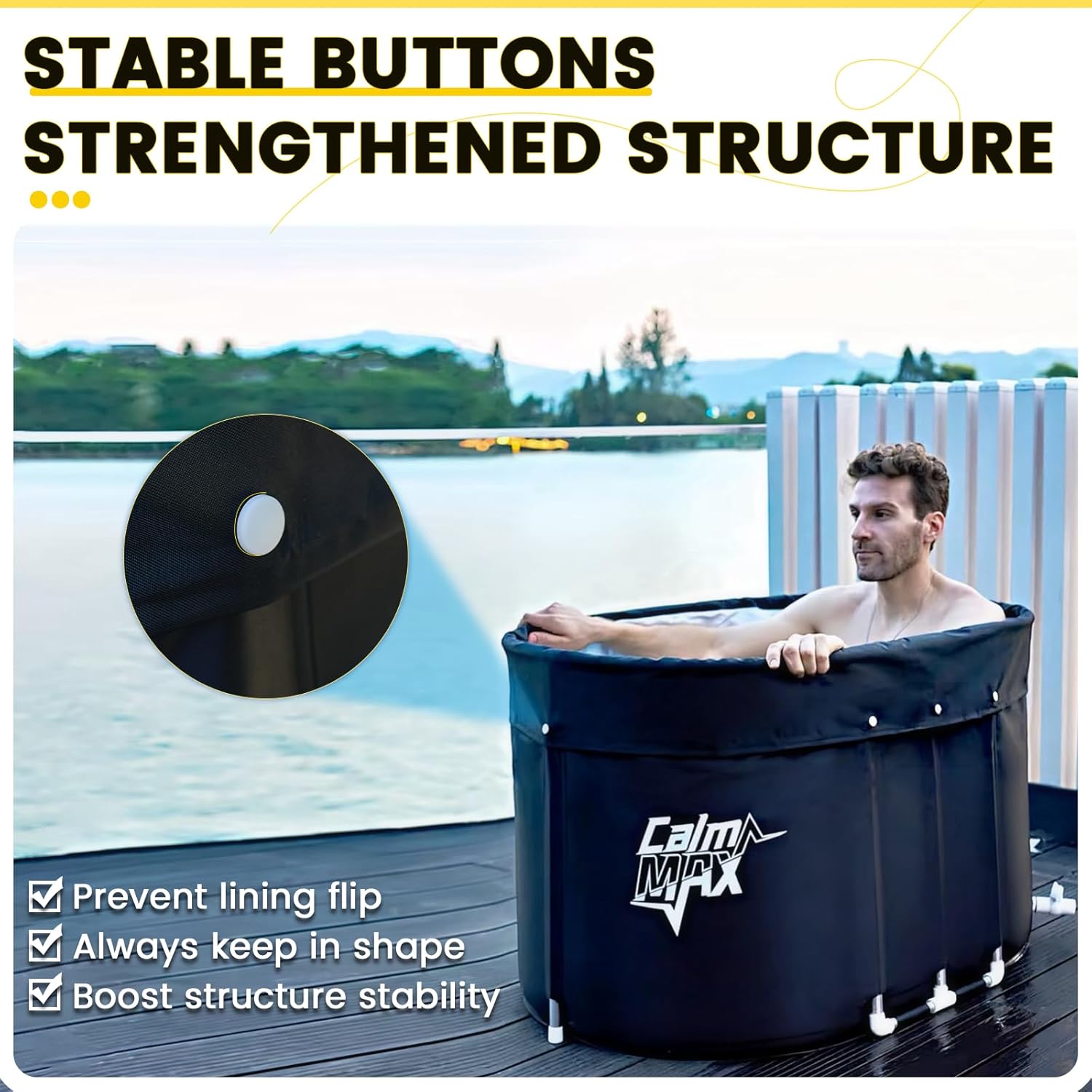 CalmMax Oval Ice Bath Tub with Lid for Athletes 492L Portable Cold Plunge Tub for Cold Water Therapy 5 Layers Ice Baths at Home Outdoor Gym - 105cm Long - Image 2