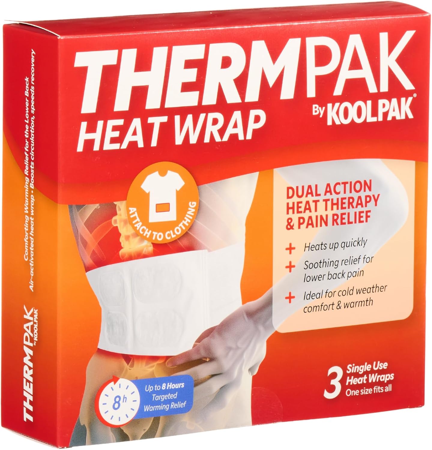 Heat Wrap – Ready to Use – Targeted Warming Relief for Back & Waist – Odourless, Flexible – 3 Pack
