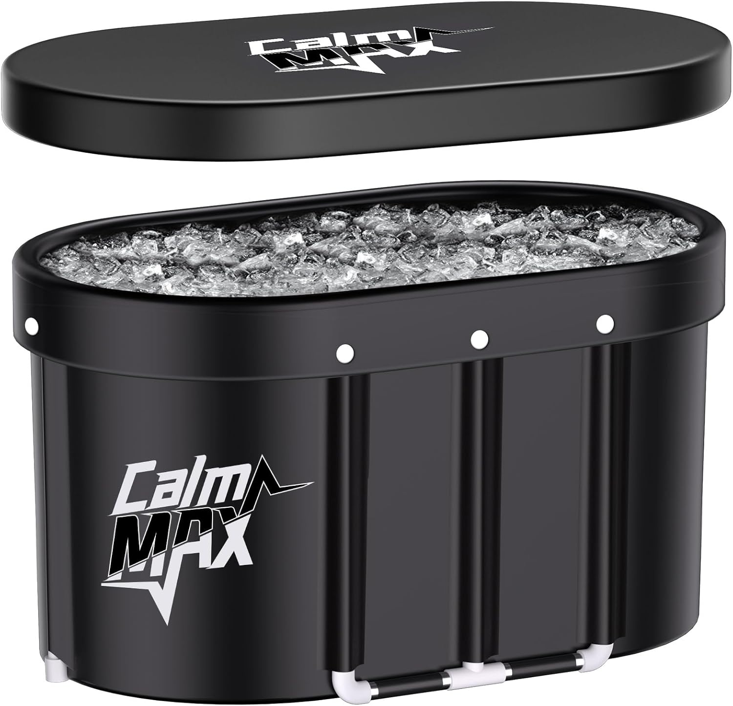 CalmMax Oval Ice Bath Tub with Lid for Athletes 492L Portable Cold Plunge Tub for Cold Water Therapy 5 Layers Ice Baths at Home Outdoor Gym - 105cm Long