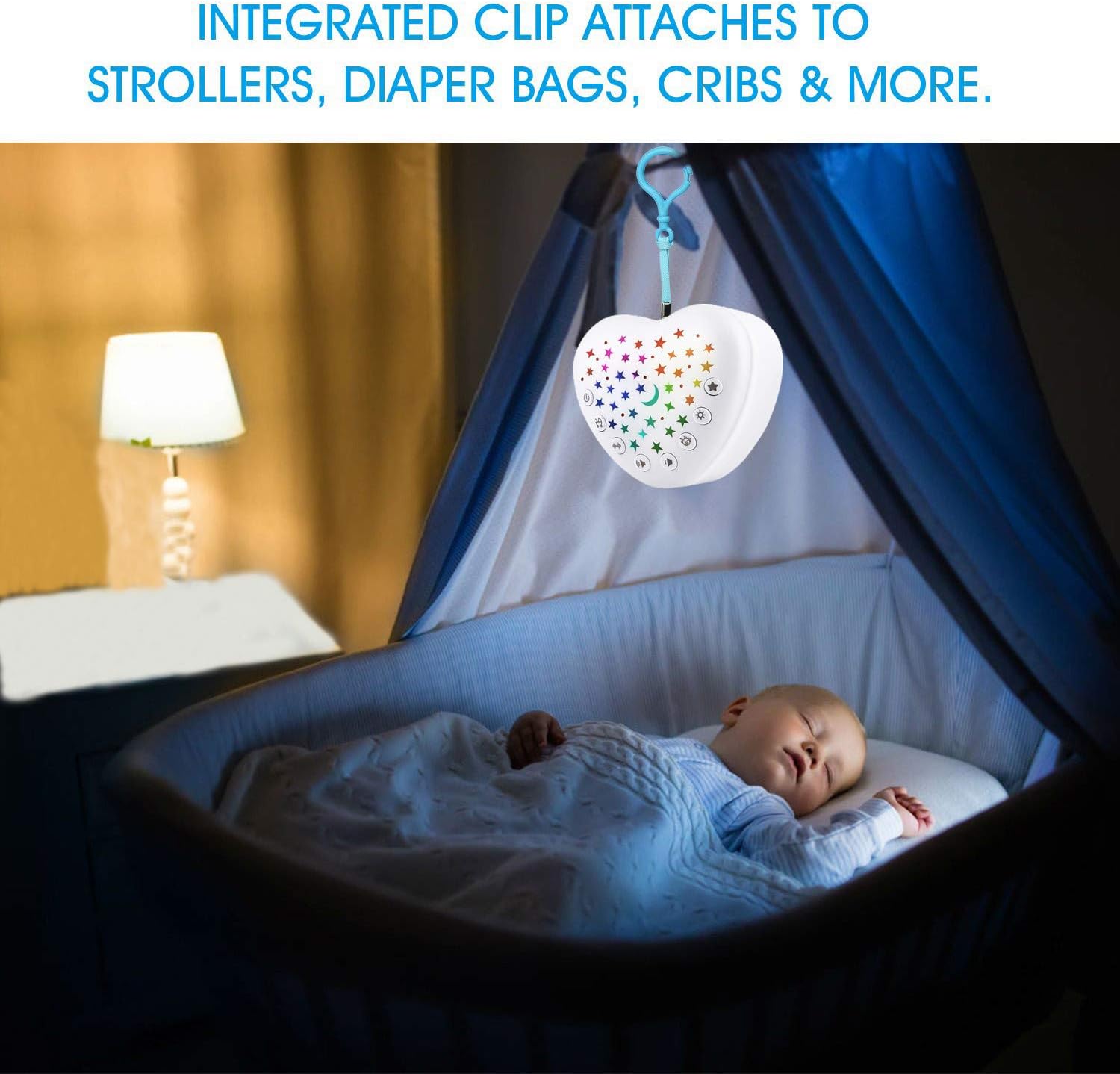 BEREST A13 White Noise Machine & Baby Sleep Soother with 15 Soothing Sounds & Projector Star Night Light, Cry Sensor, Rechargeable Lithium Battery, Portable for Baby, Toddlers (Charger not Included) - Image 7