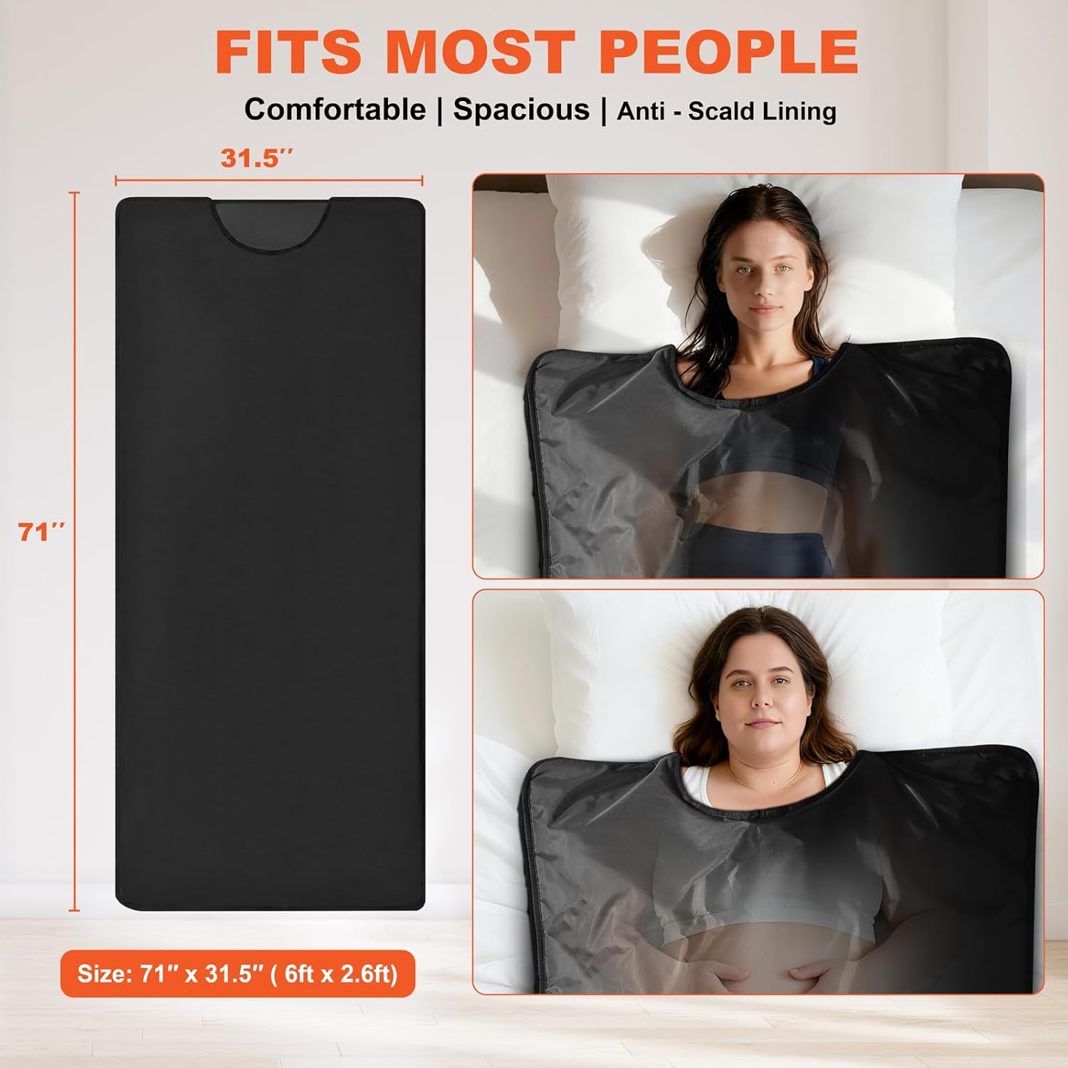 Portable Sauna Blanket for Relaxation, Waterproof Full Body Infrared Heated Bag with Remote, Adjustable Temperature (86–158℉), Folding Design with Carry Case & Liners - Image 6