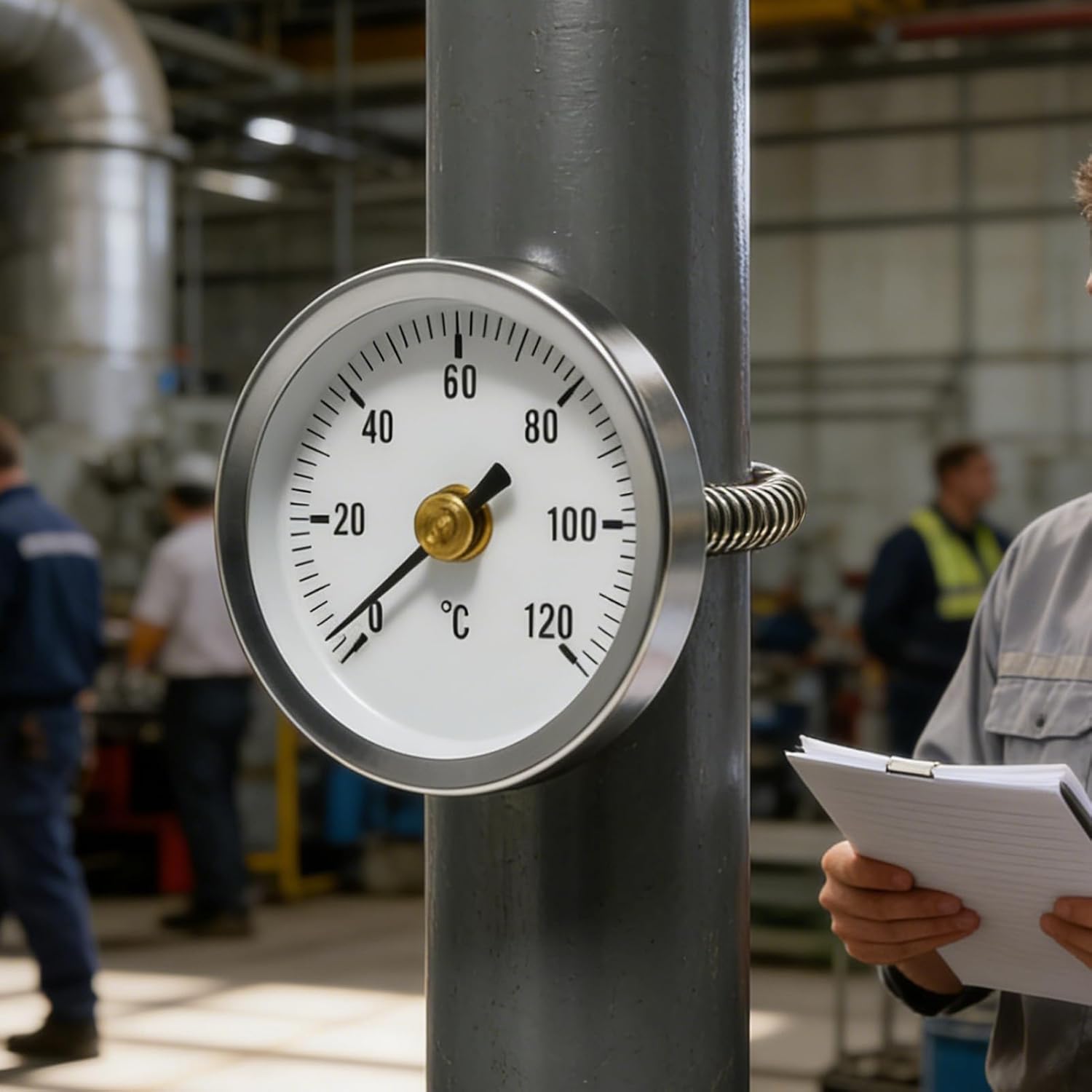 Pipe Clamp Temperature - 63mm Stainless, Spring Mounted Contact Thermograph Gauge, Fast Response Heat Reading, Temperature Monitoring Tool for Industrial Systems, 65g - Image 3