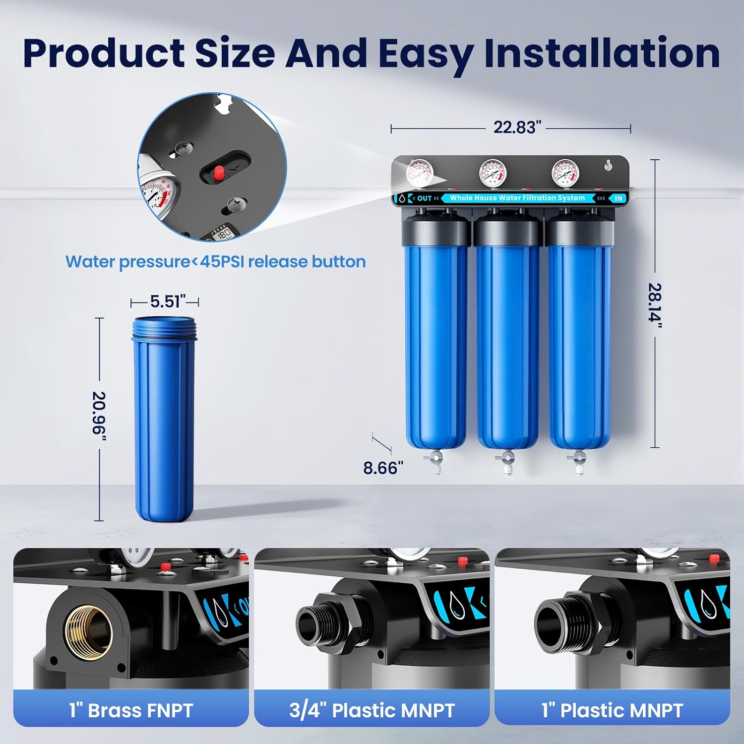 Whole House Water Filtration System, 20 Inch 5-Stage Filtration - Image 5