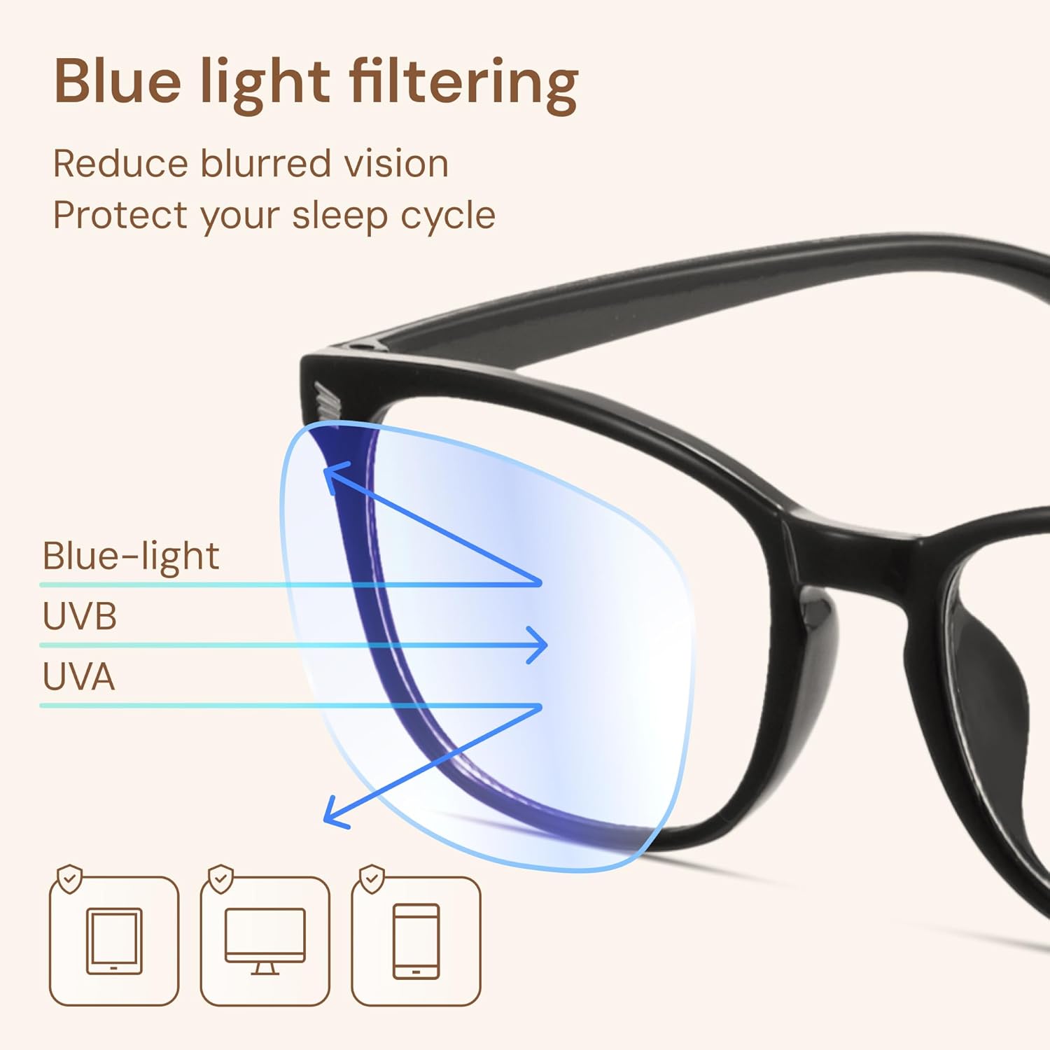 Gaoye Stylish Blue Light Glasses for Woman - Computer Glasses for Blue Light Blocking - Lightweight Frames - 3 pack - Image 3