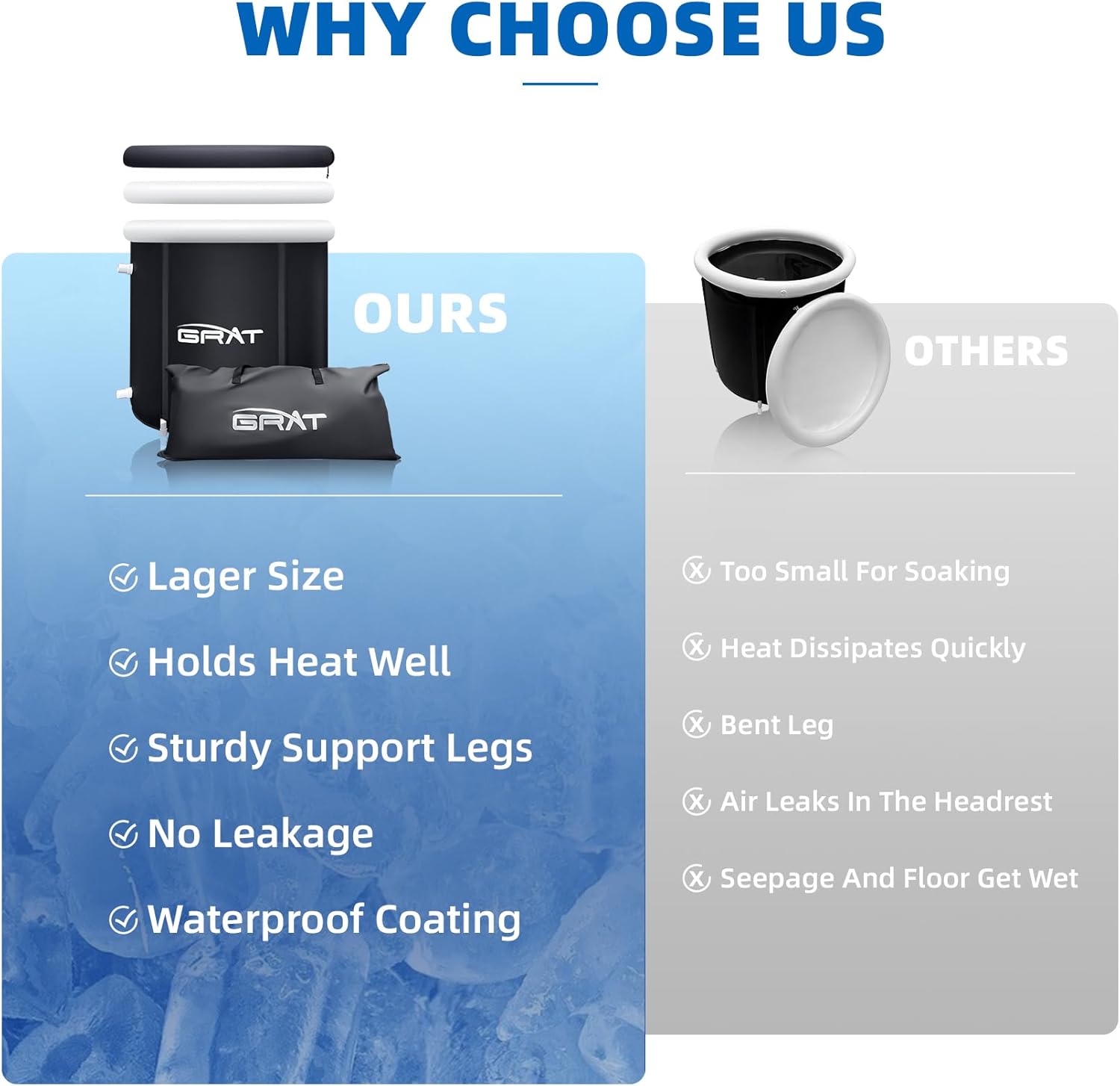 XL Inflatable Cold/Hot Plunge Tub with Cover, Portable Ice Bath Tub, Foldable Bathtub for Hot/Cold Home Shower Adults & Athletes Recovery & Therapy Outdoor Ice Barrel - Image 3